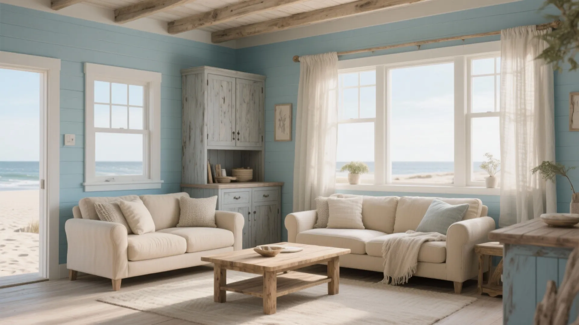 1. Soft Coastal Blue with Warm Neutrals