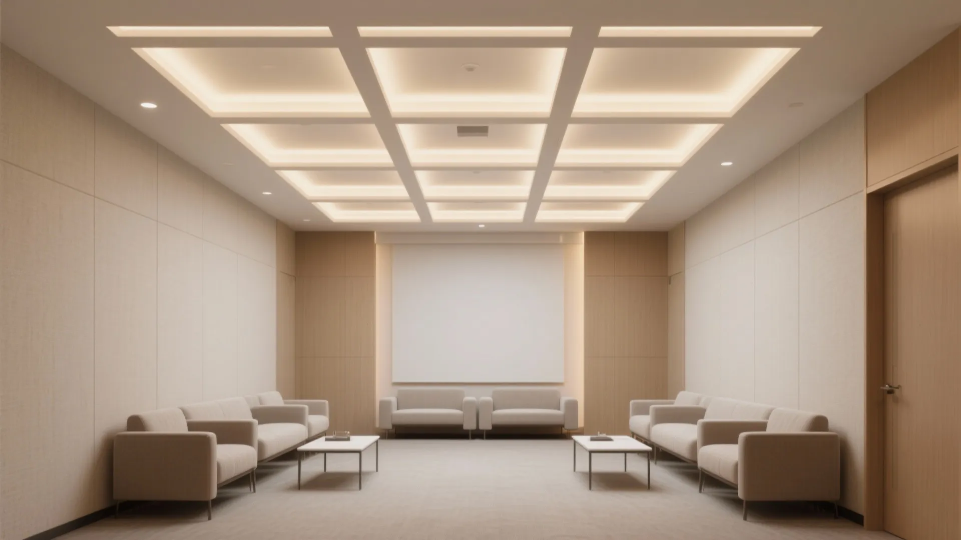 Geometric coffered grid (softened, not heavy)