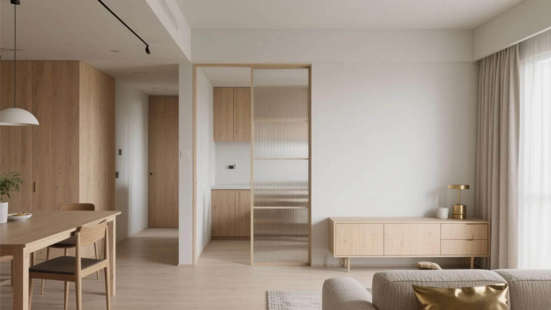 Open-plan living with a soft divider