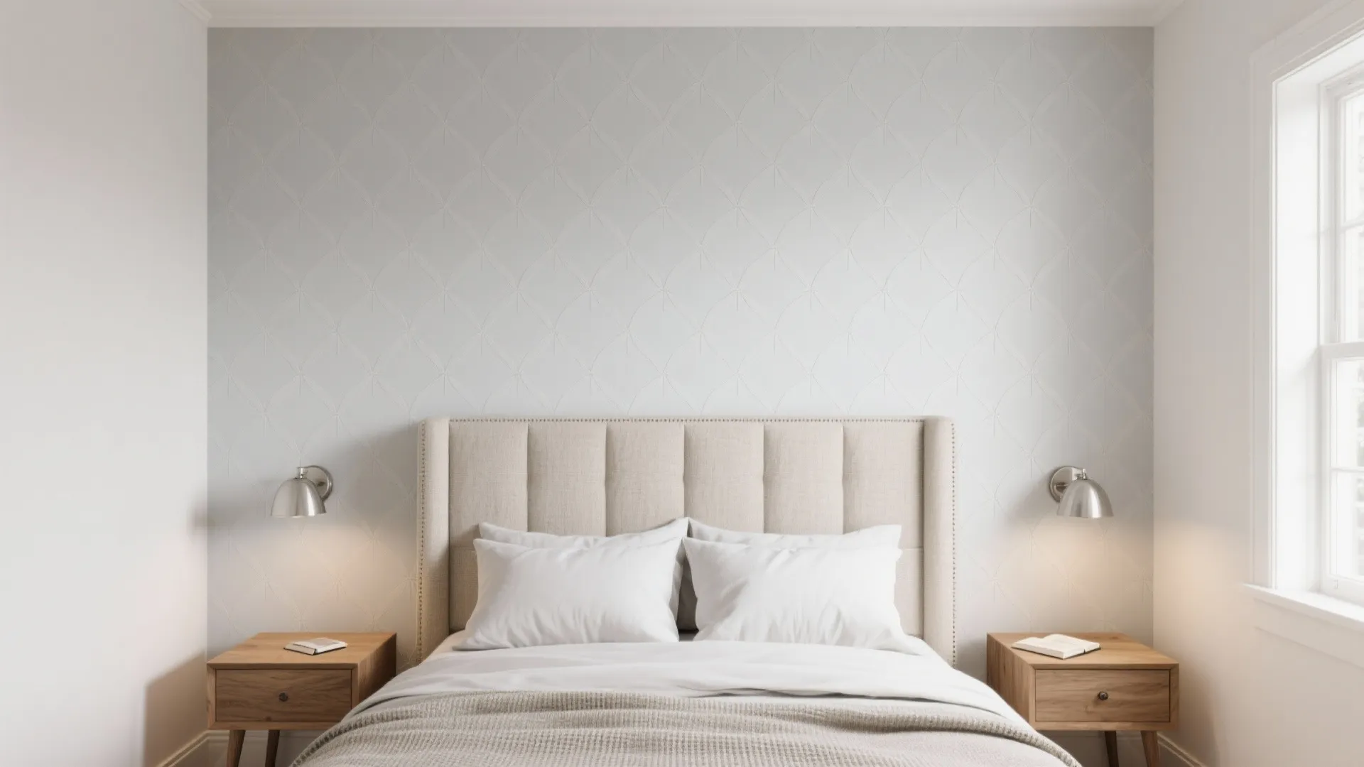 Soft Geometric Patterns for a Calm Headboard Wall