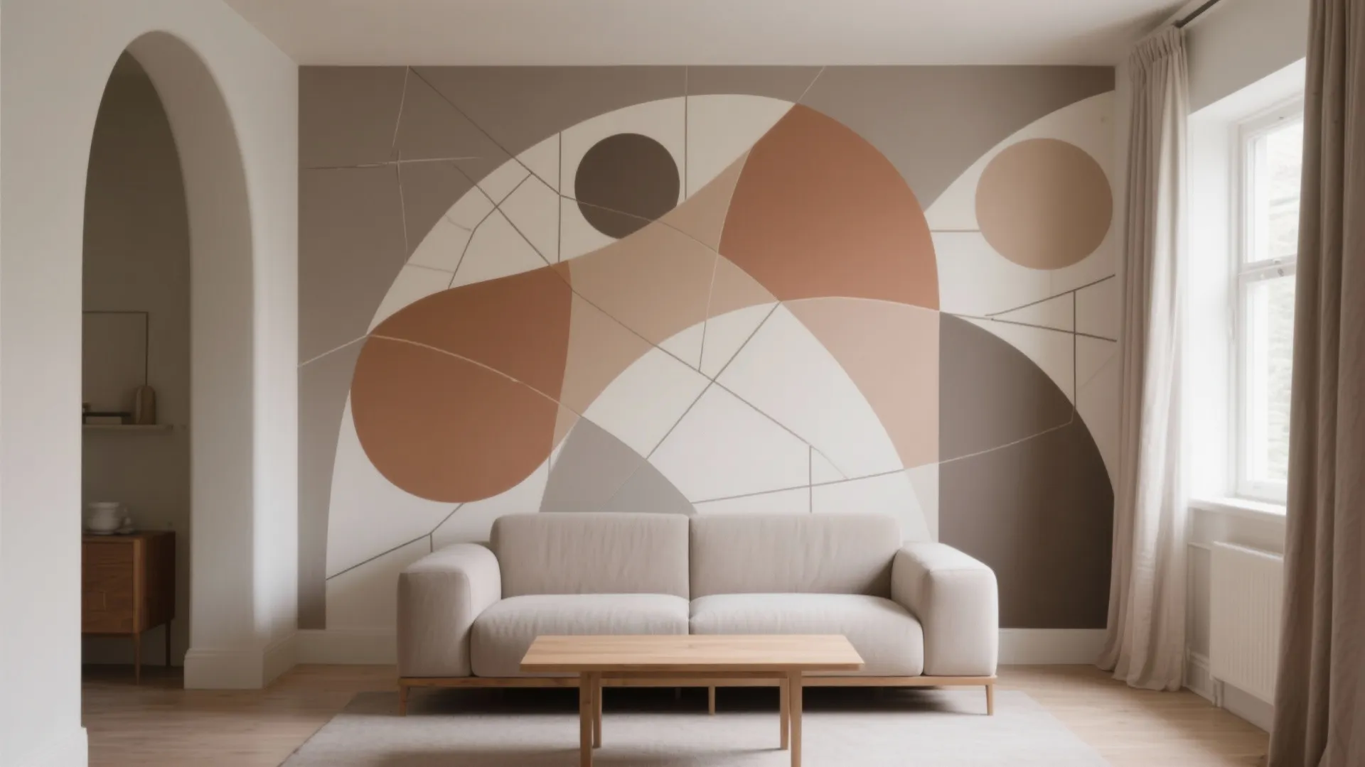 Soft Geometry Mural: Calm, Structured, and Space-Savvy