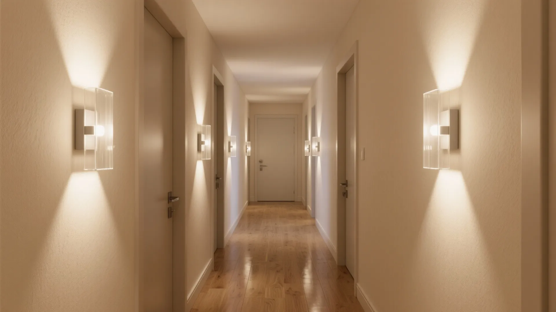 Soft-glow sconces for narrow corridors