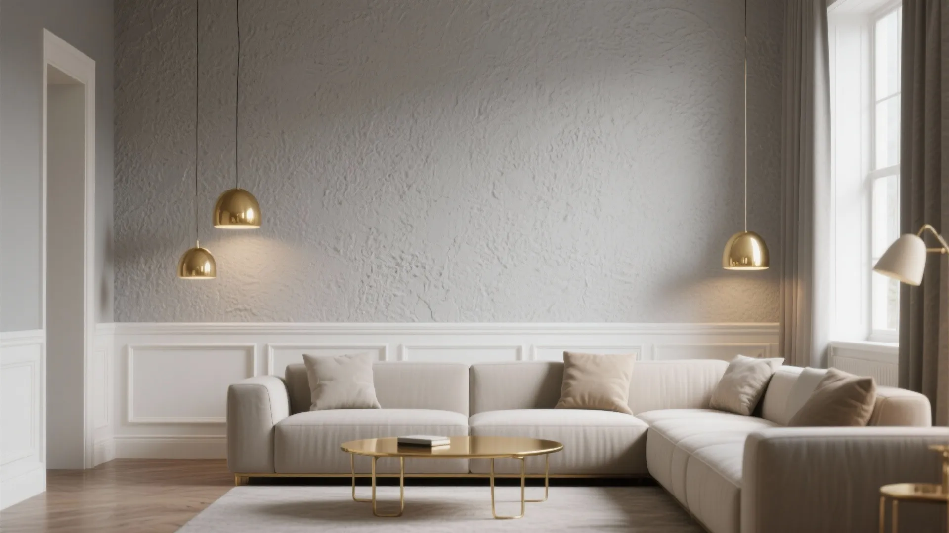 1. Soft Gray Foundation with Warm Gold Accents