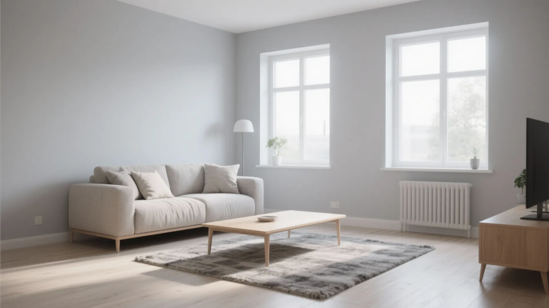 Soft Gray Minimalist Living Room