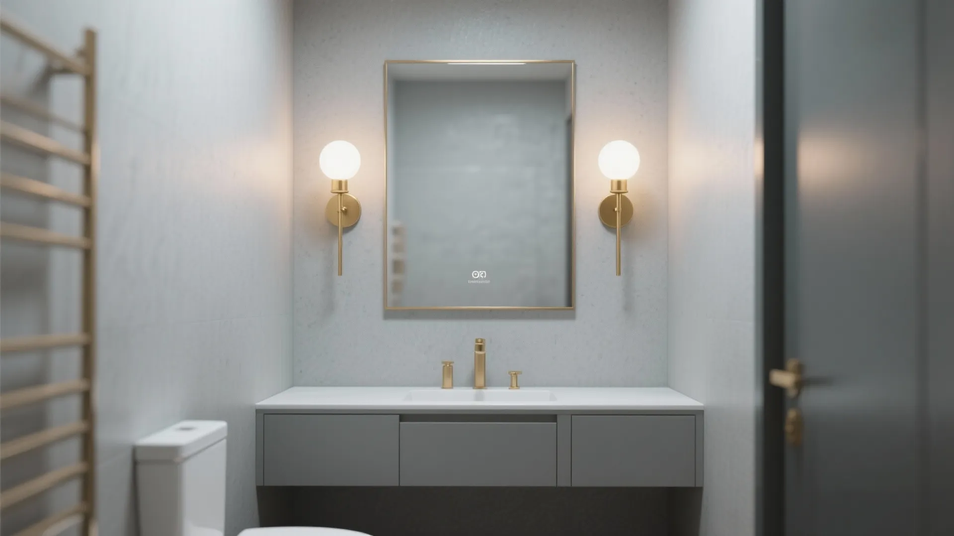 3. Soft Gray Paint and Gold Accent Wall Sconces