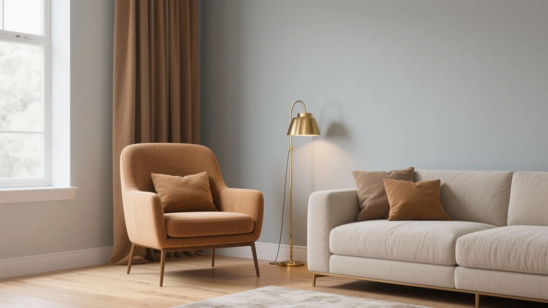 2. Soft Gray Walls with Tan Accents