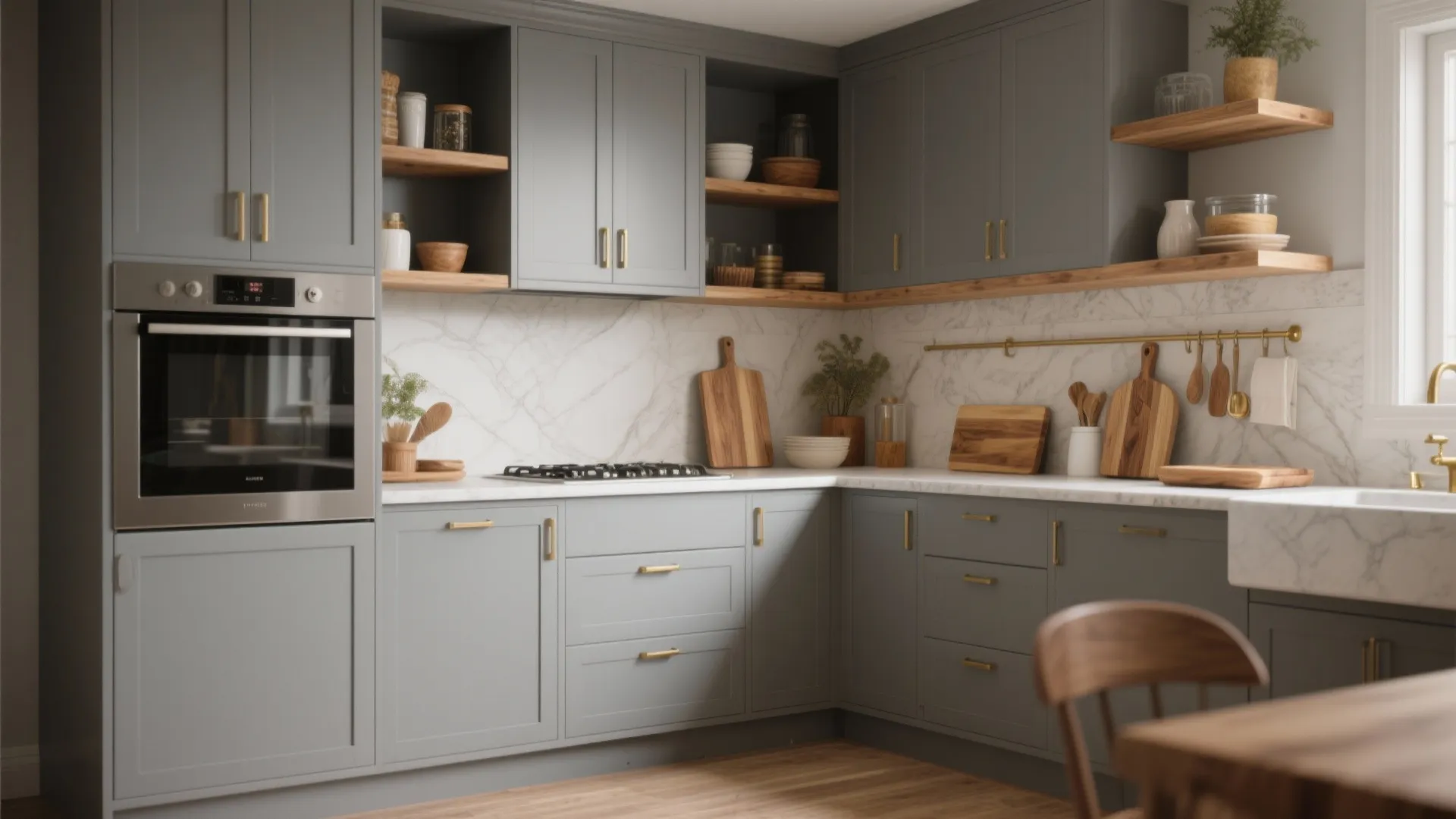 1. Soft Gray with Warm Wood