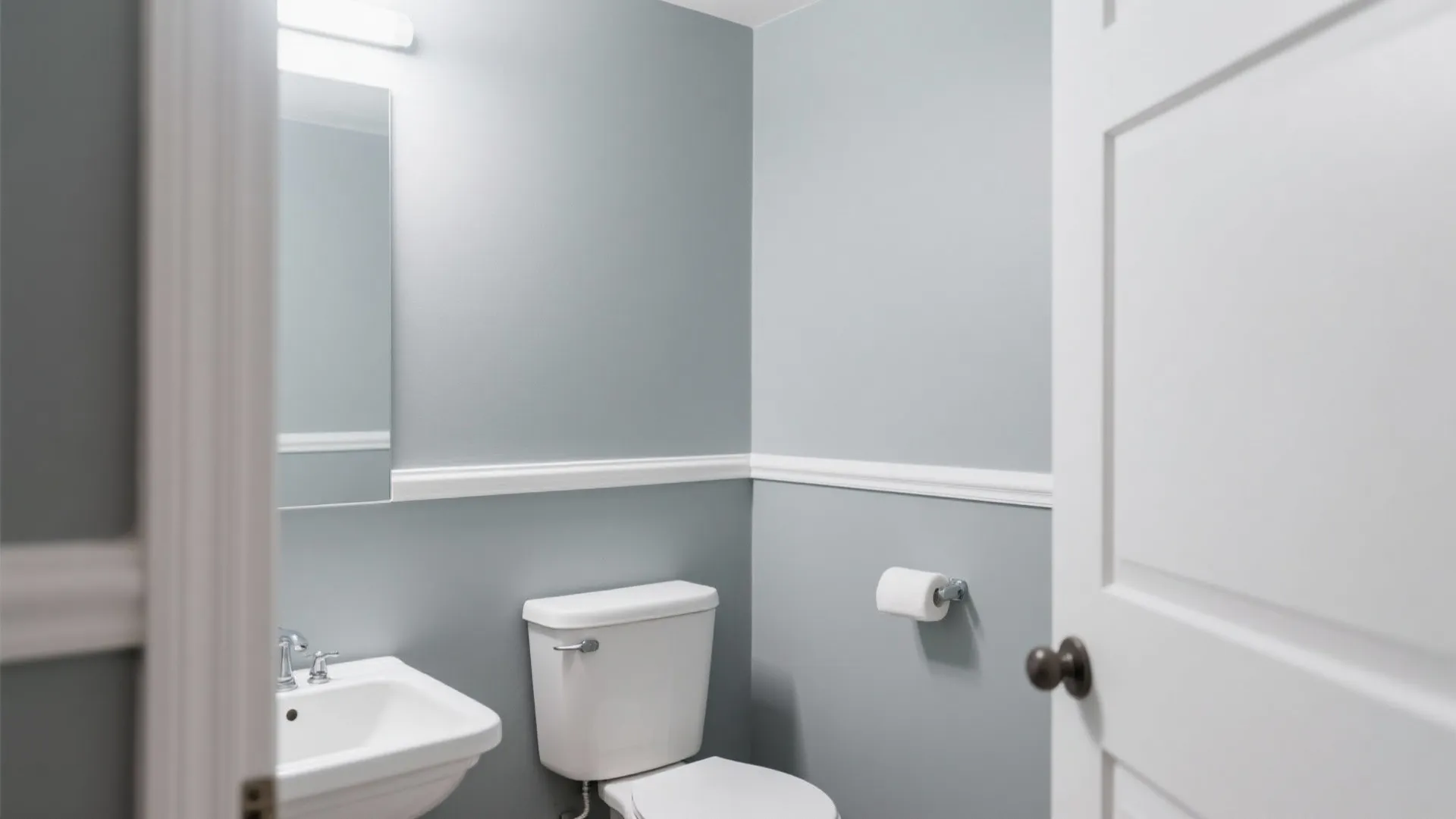 10. Soft Gray Paint with White Trim