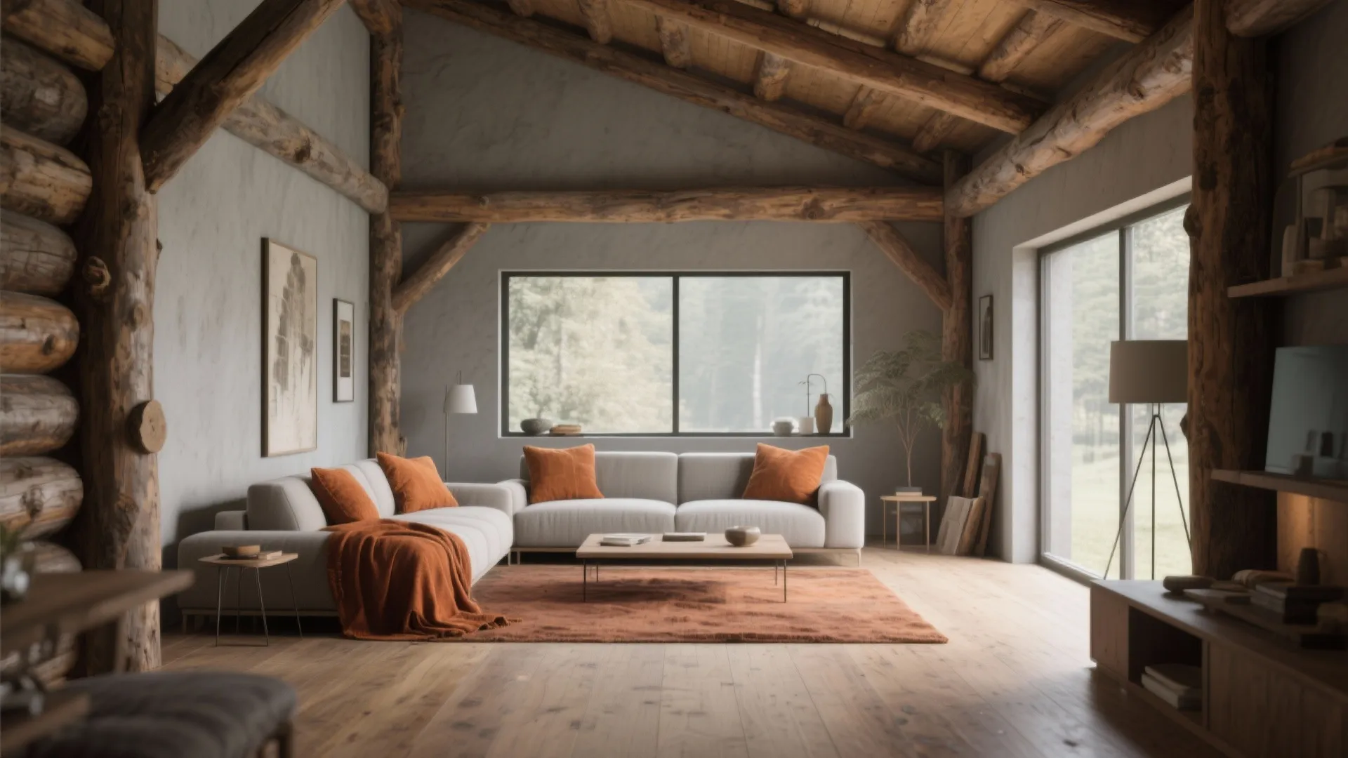 2. Soft Gray with Natural Wood — modern meets rustic