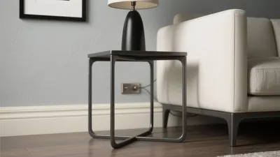 Modern Living Room Corner with Sleek Side Table