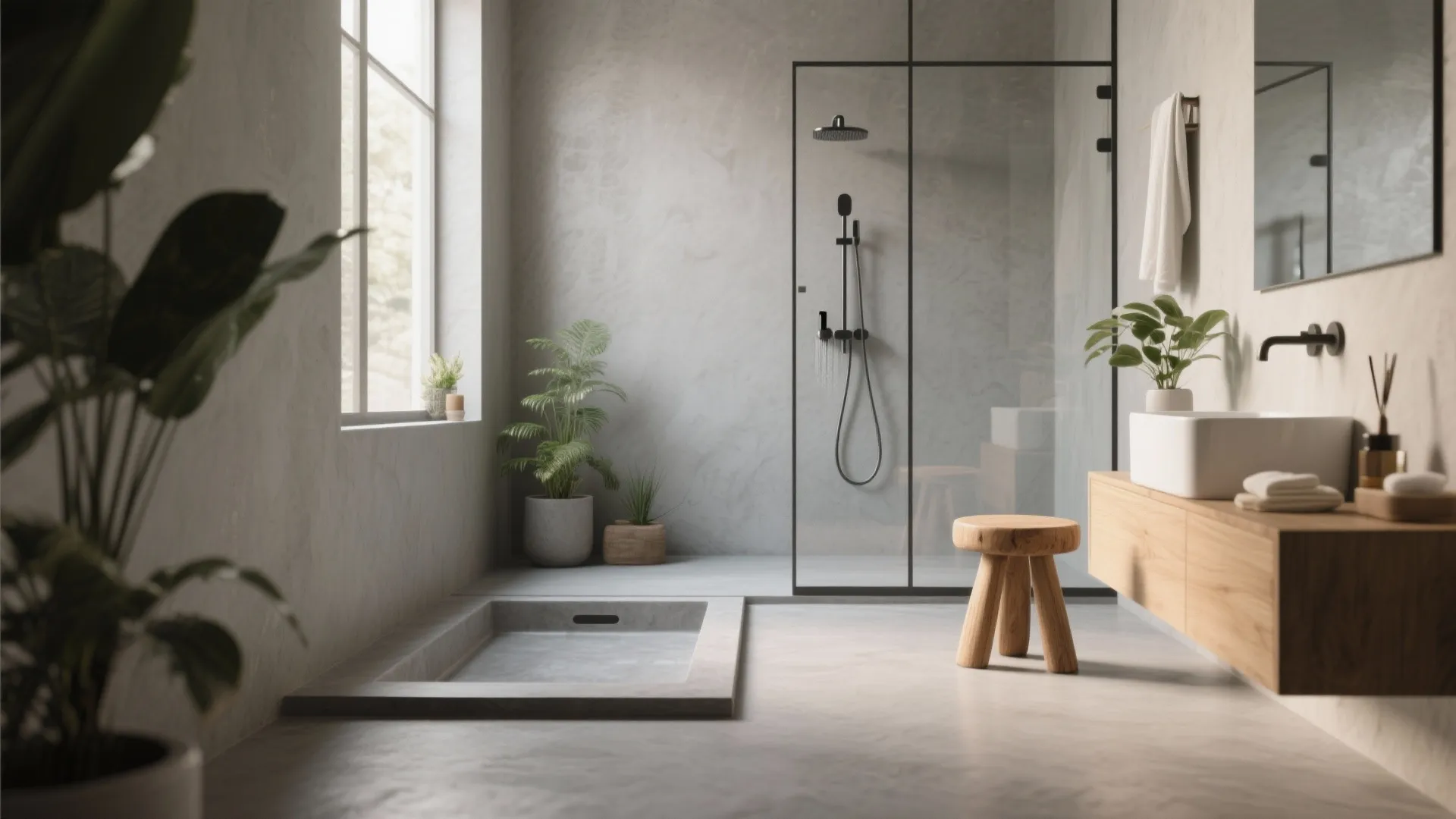 5. Soft grey microcement for seamless flow