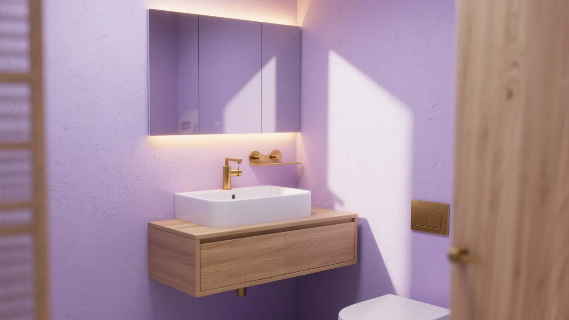 1. Soft Lavender and Warm Wood