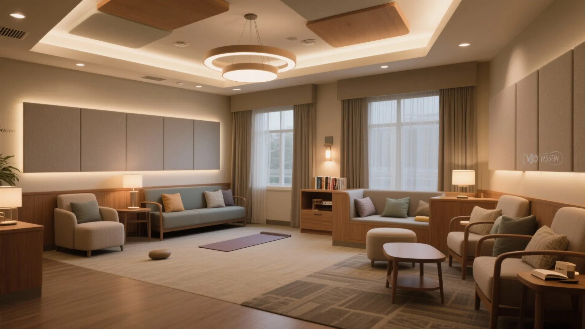 Soft lighting, sound control, and wellness routines