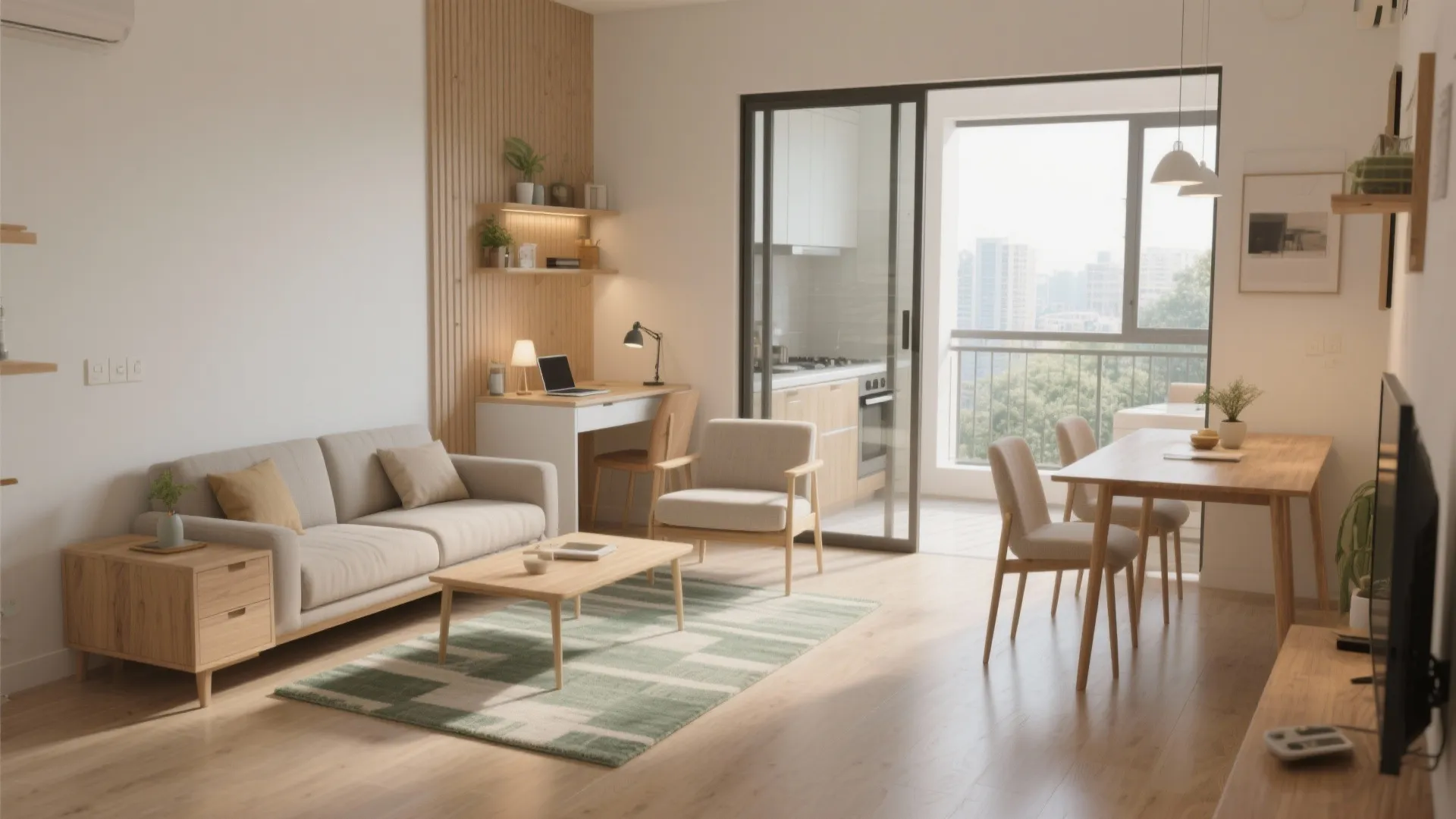 Soft-Zoned Living-Dining With Light and Flow