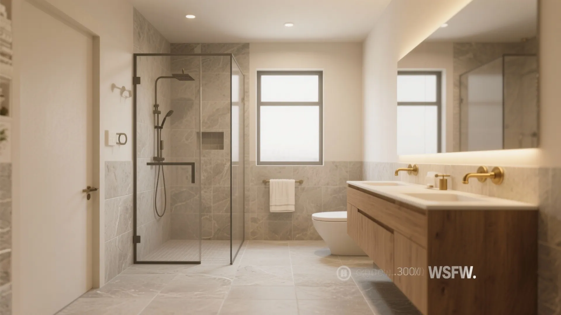 1) Soft-matte stone texture for calm, anti-glare bathrooms