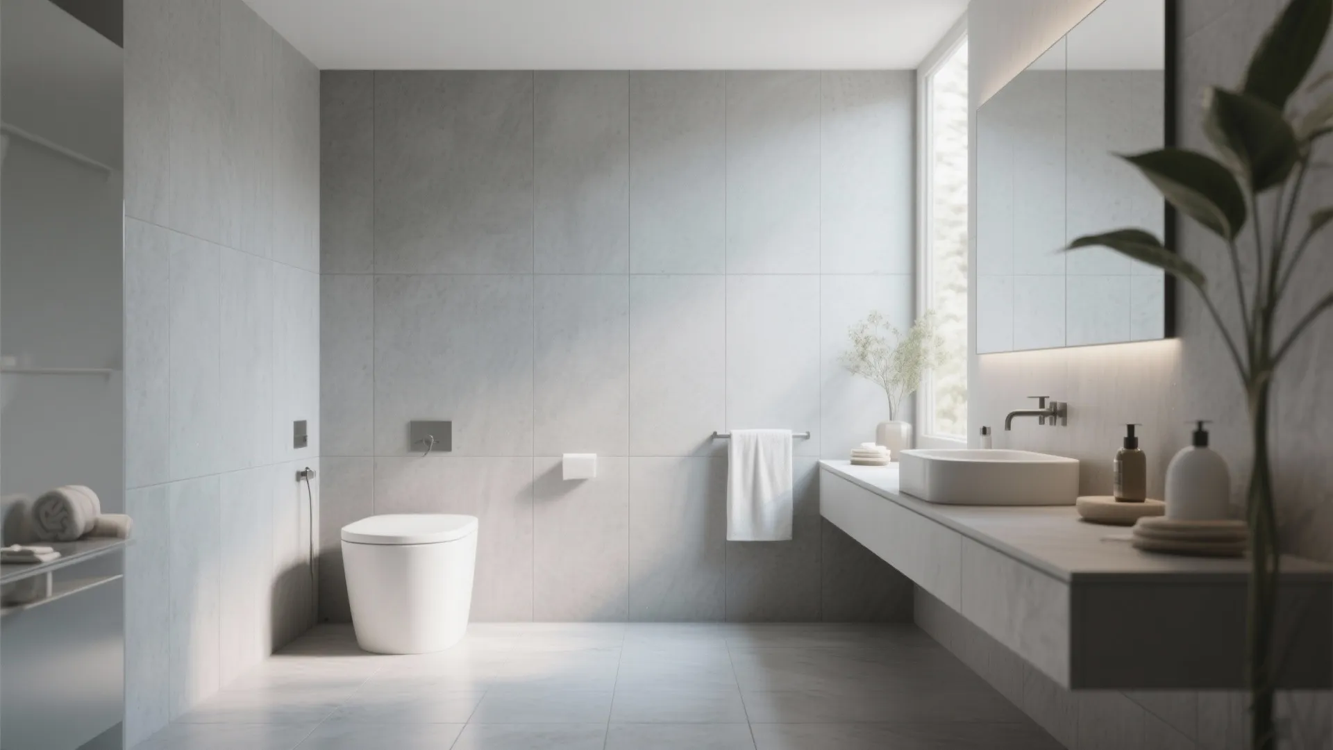 1. Soft Matte Gray for a Spa Feel