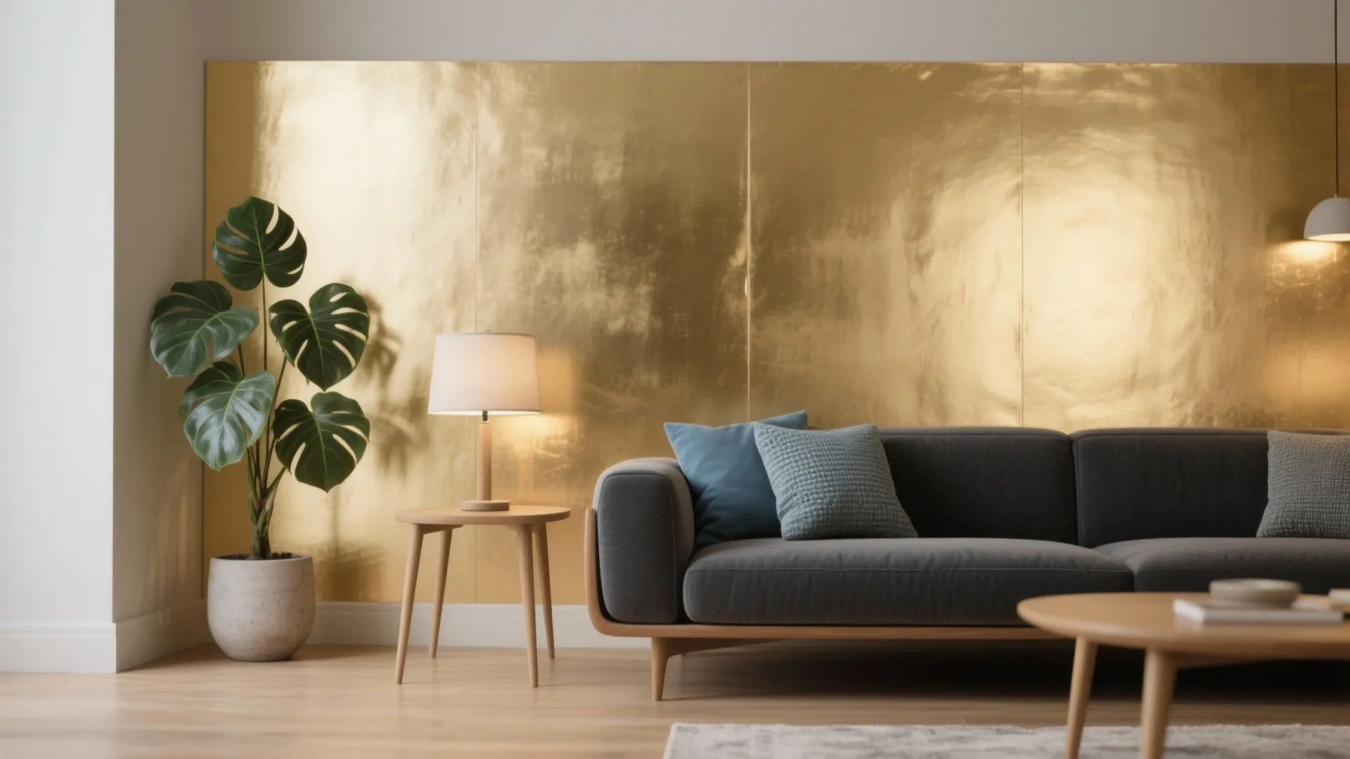 1. Soft Metallic Accent Wall