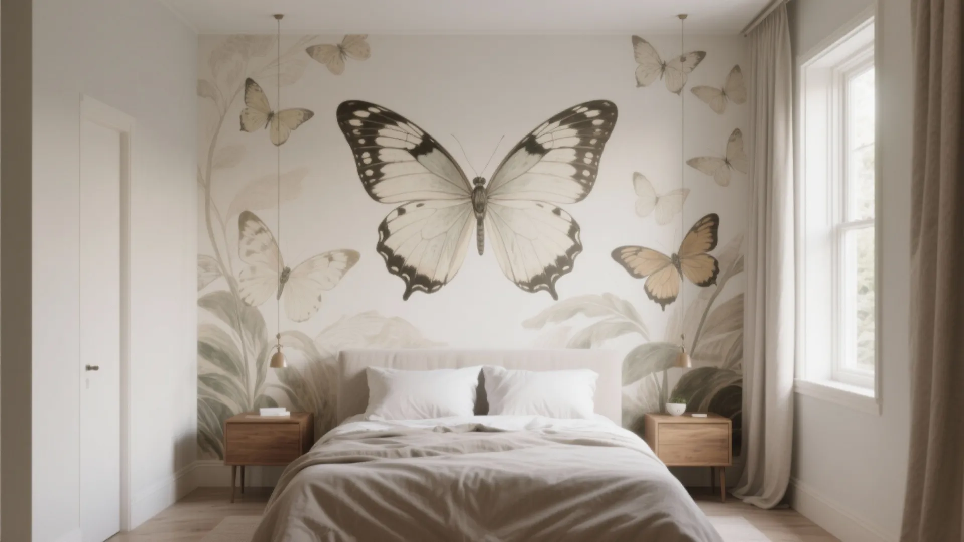 1. Soft Butterfly Mural Accent Wall