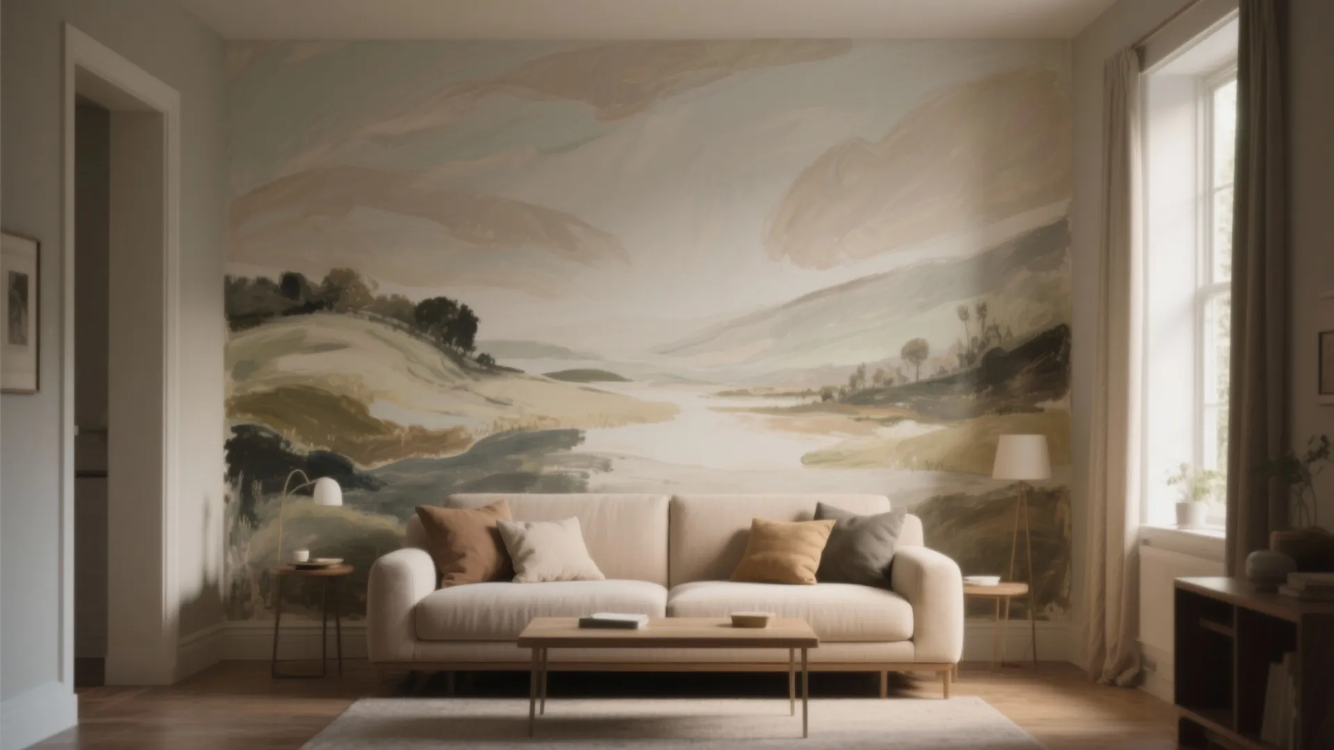 4. Soft Mural or Hand-Painted Scene