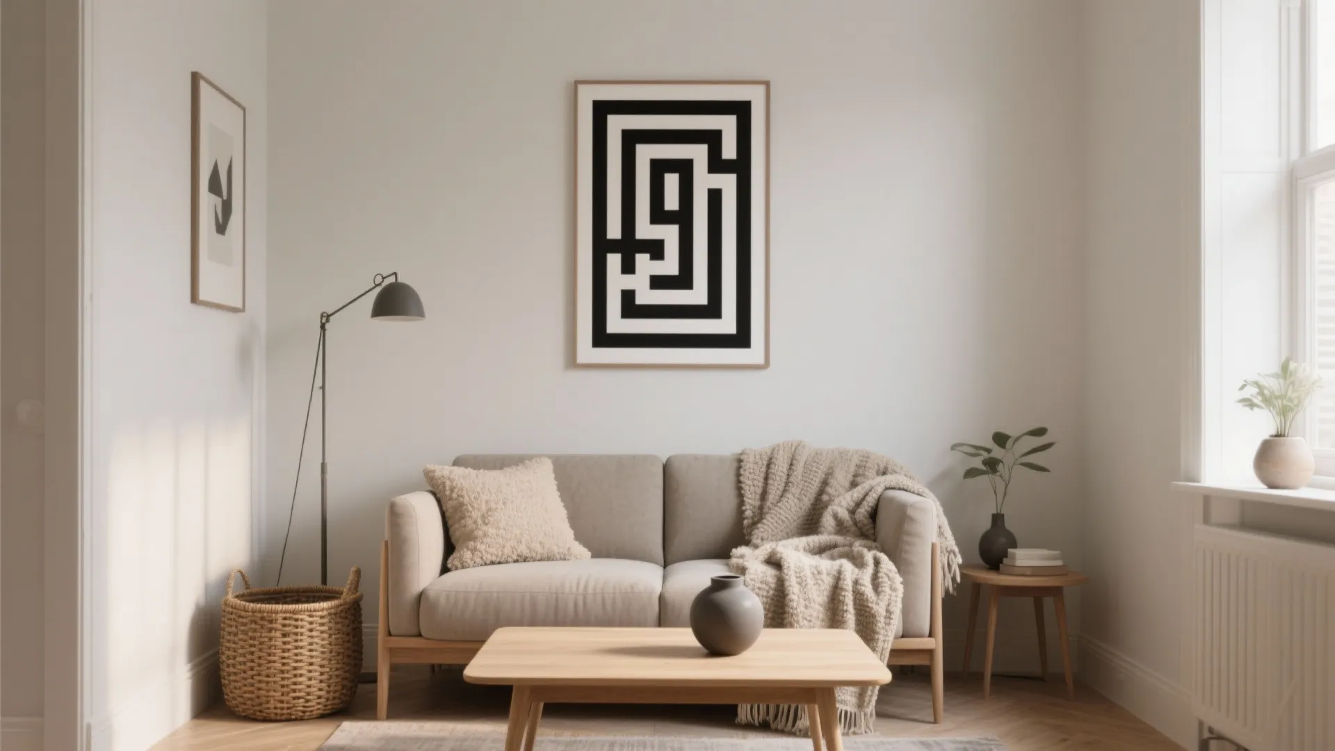 Soft Neutrals with One Bold Print Anchor