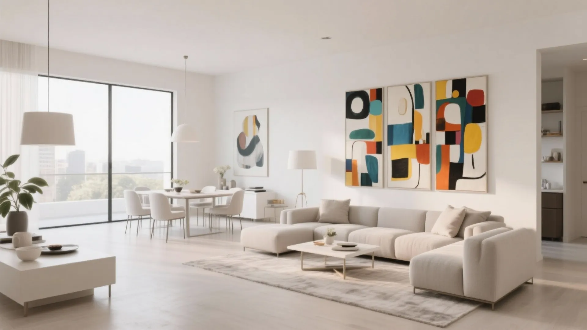 1. Soft Neutrals with Bold Art