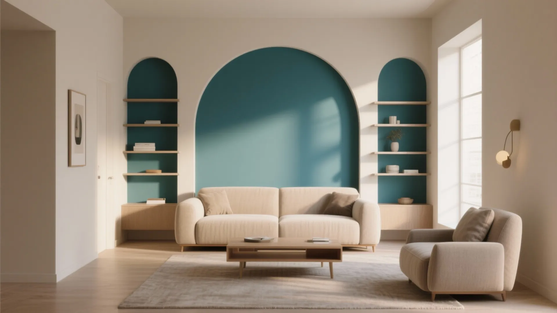 Soft Neutrals with Accent Wall