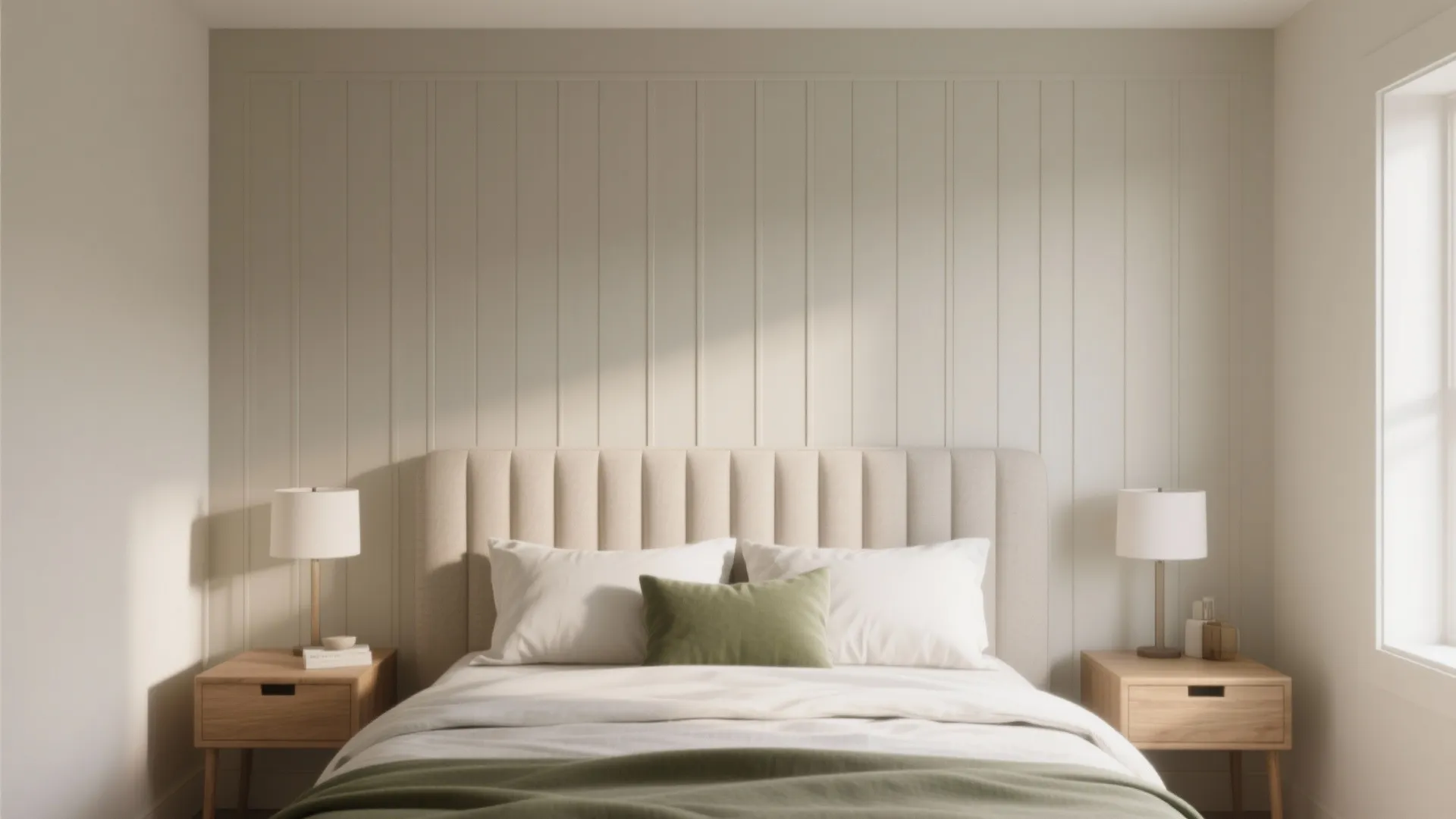 Softly Textured Paneling Behind the Bed
