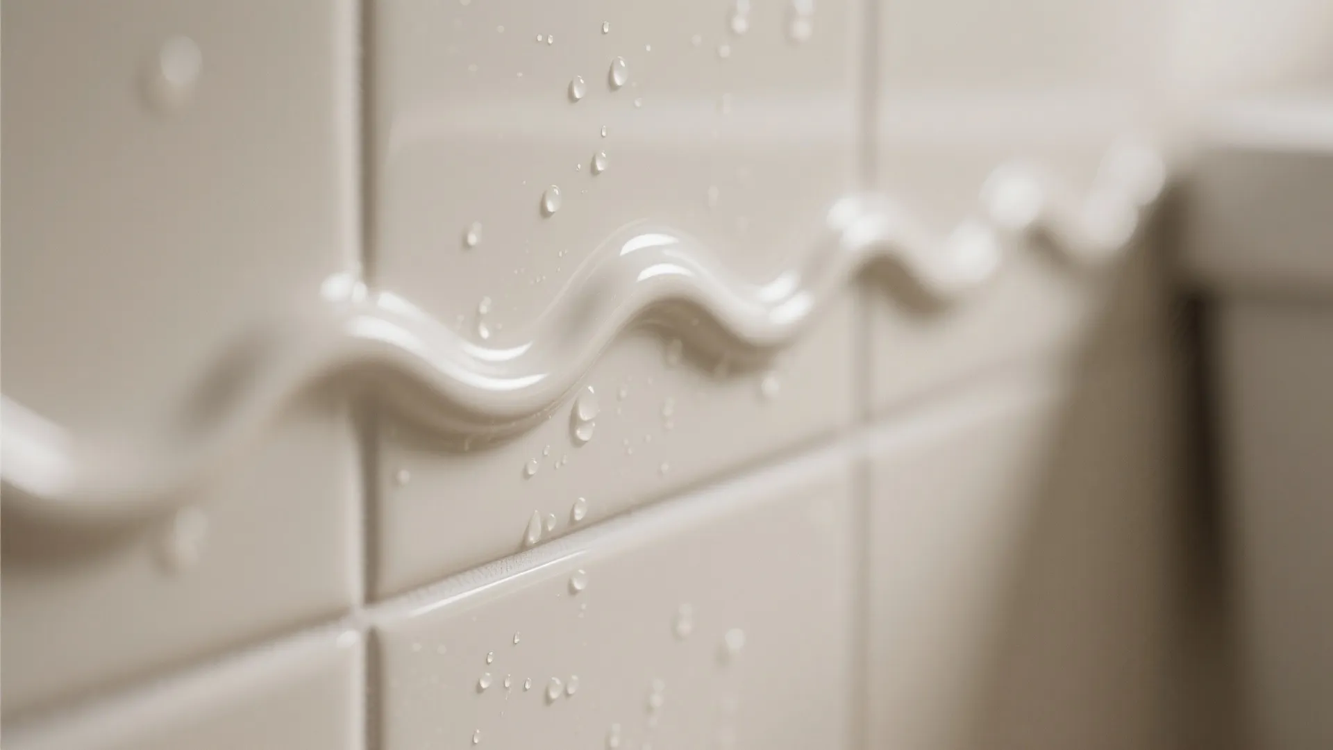 Macro of satin scalloped 3D tile showing rounded ridges and soft light gradients.