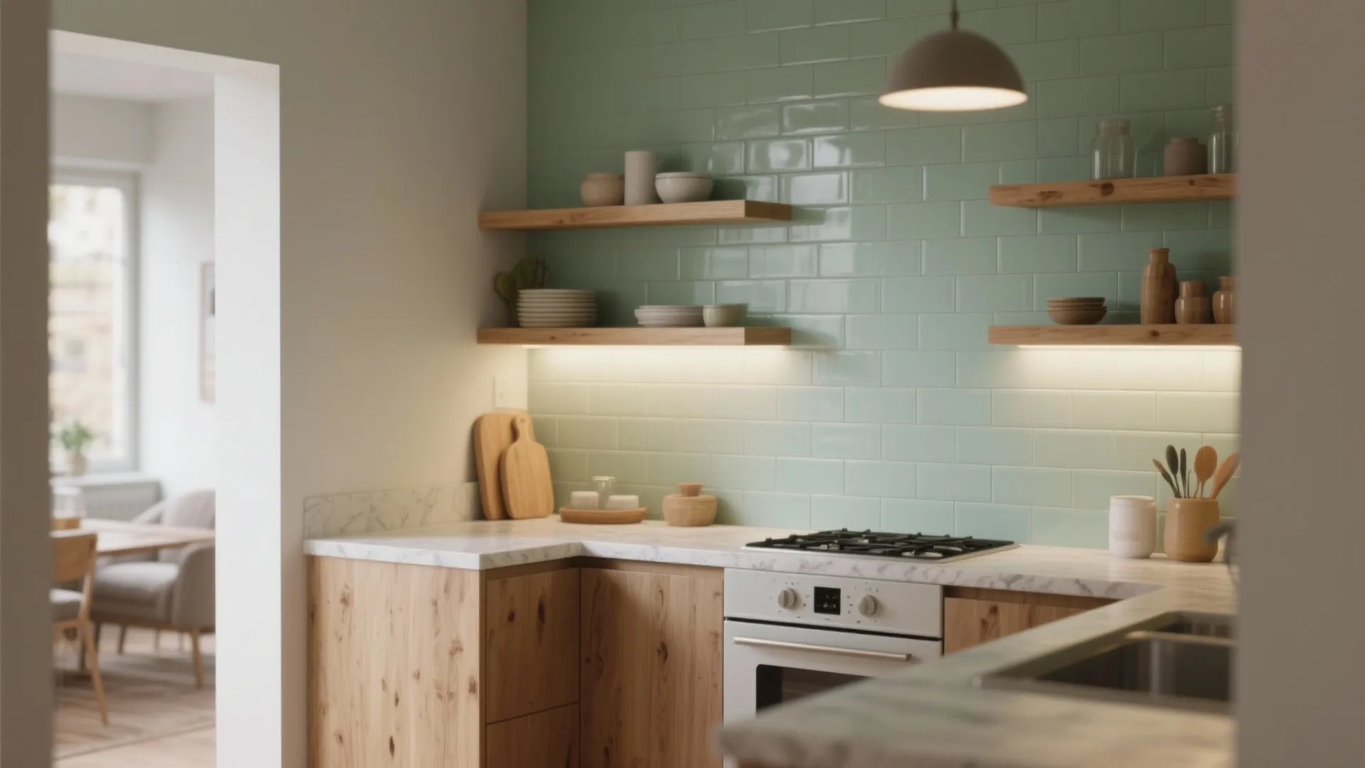 5 Green Subway Tile Kitchen Ideas: Small-space genius: practical green subway tile kitchen inspirations from a pro