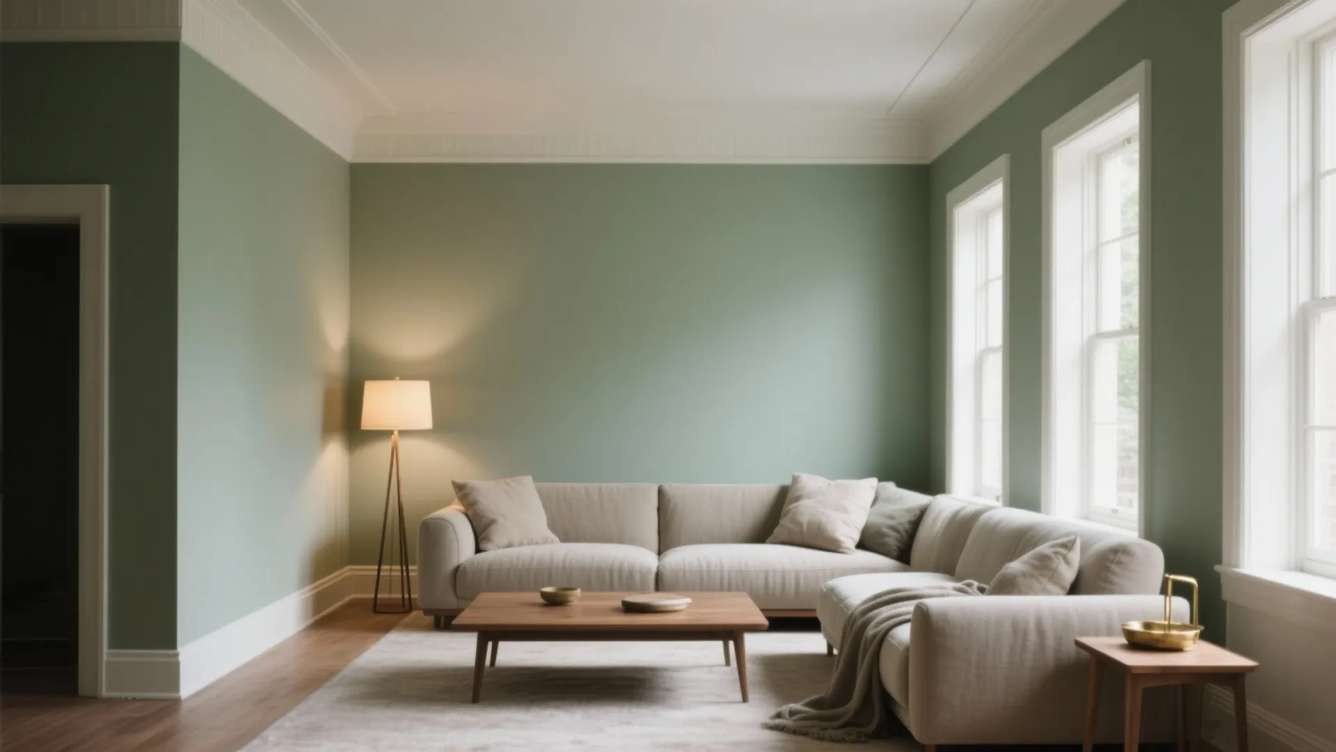 1. Soft Sage for a Cozy Living Room