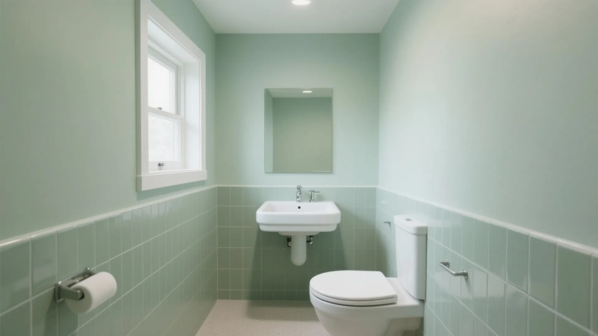 Soft Sage + Matte Finish (Spa-Calm in a Small Bath)