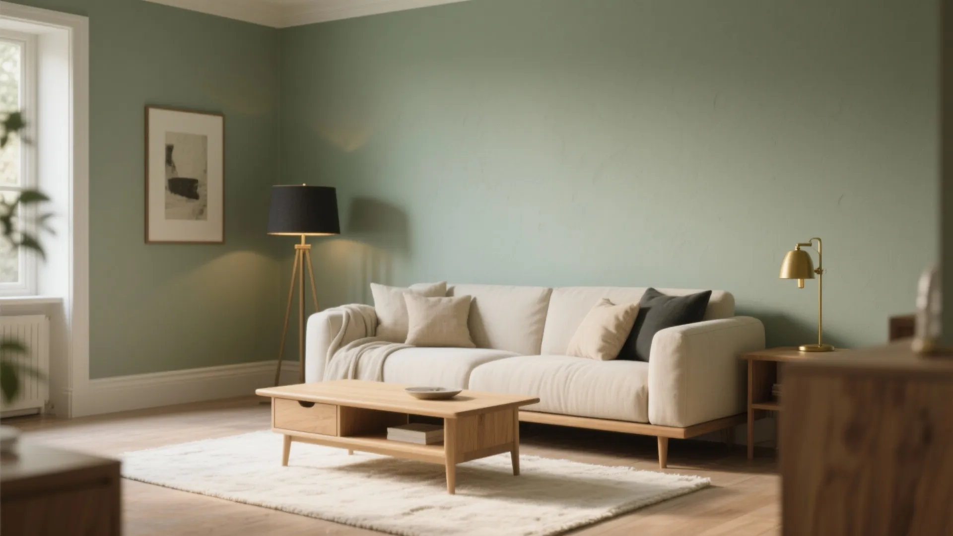 Soft sage with warm neutrals