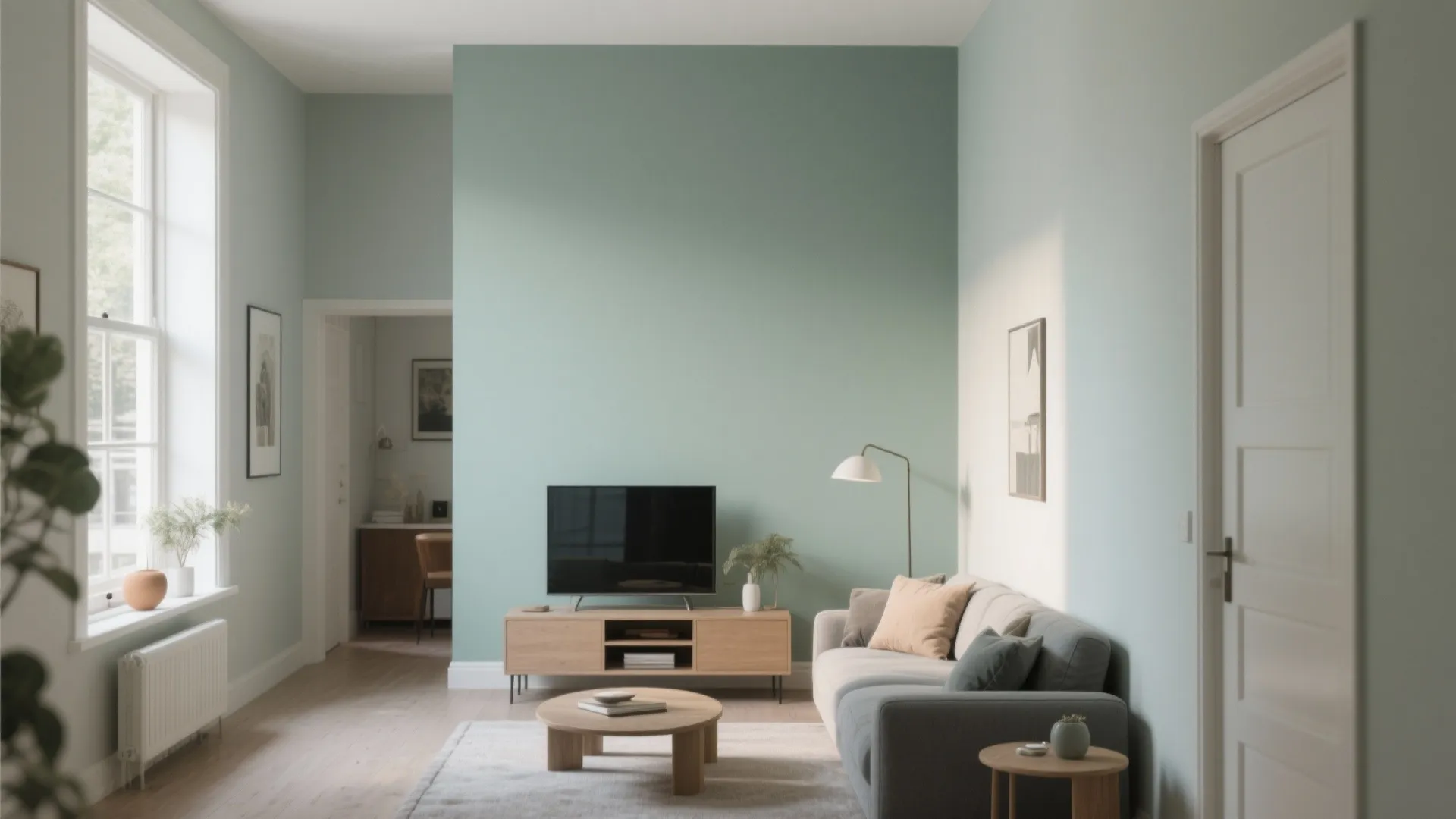 1. Soft Sage Accent Wall