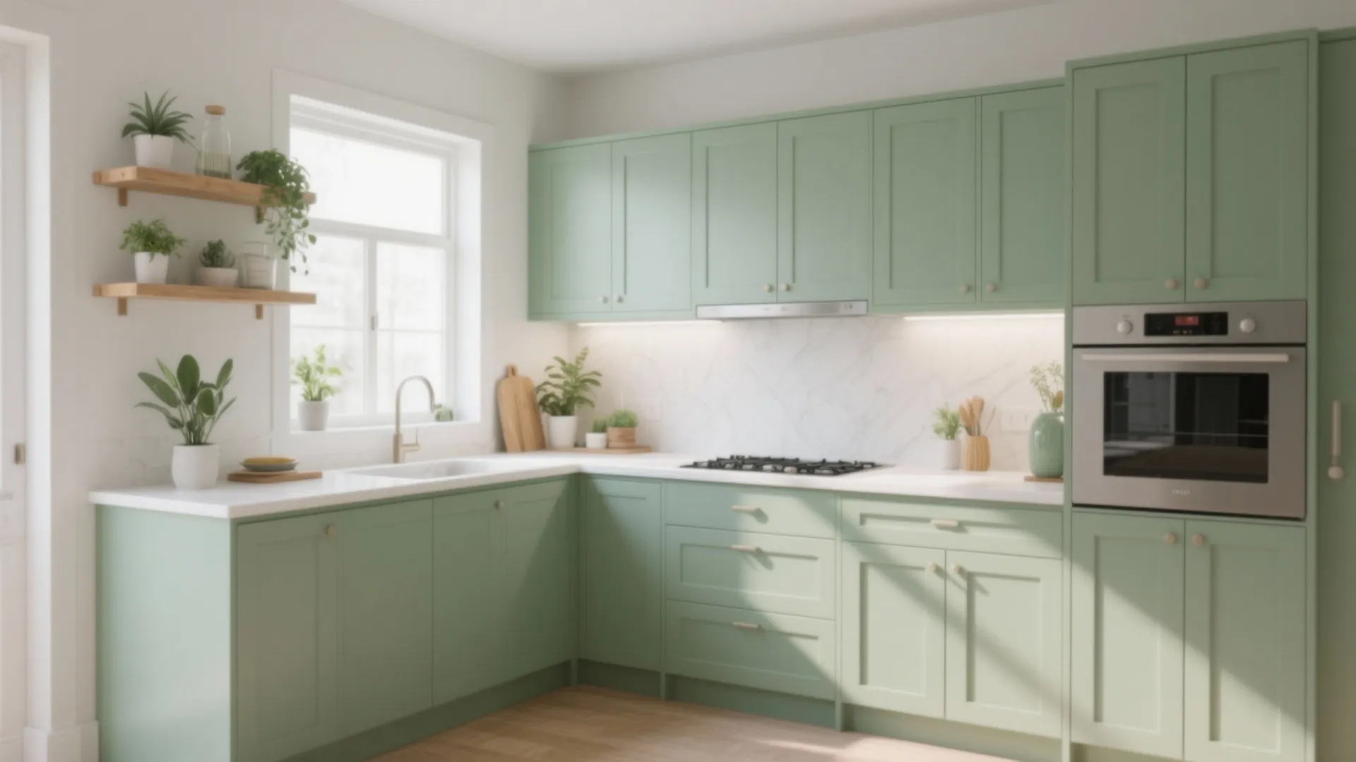 2. Soft Sage and White Accents