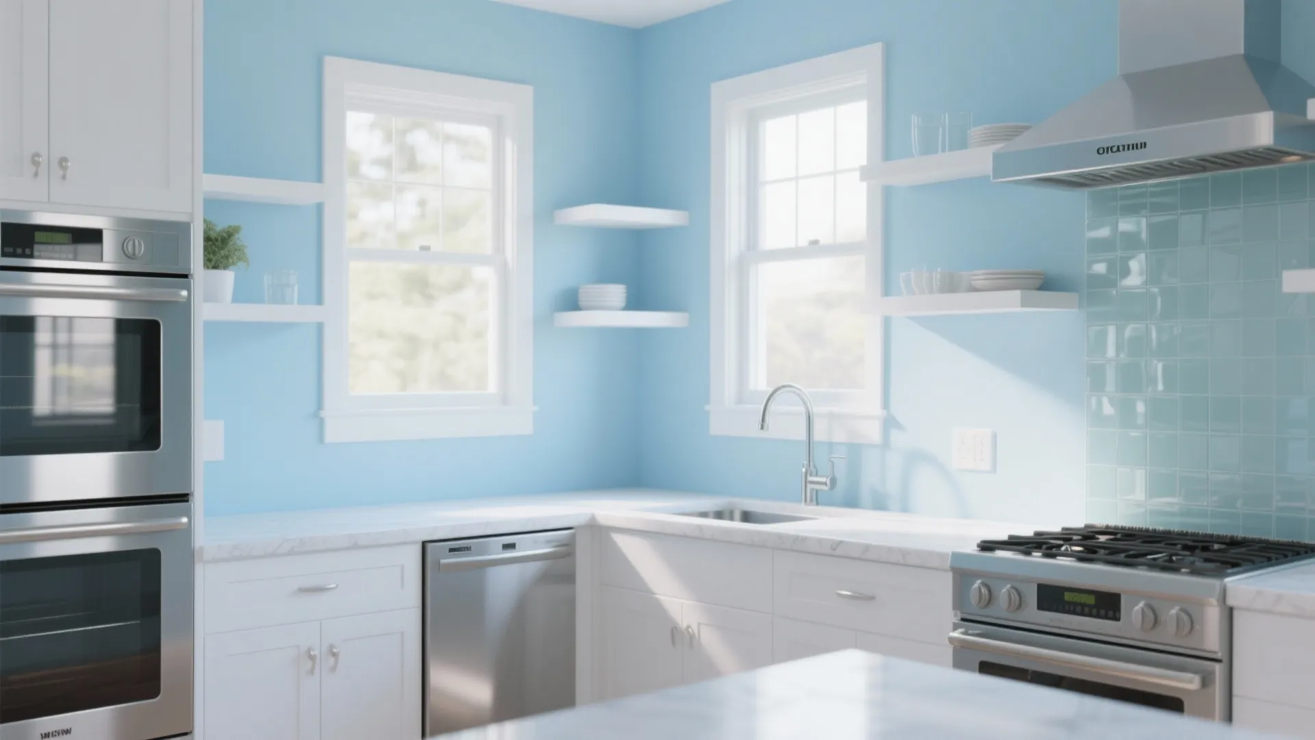 Soft Sky Blue in the Kitchen