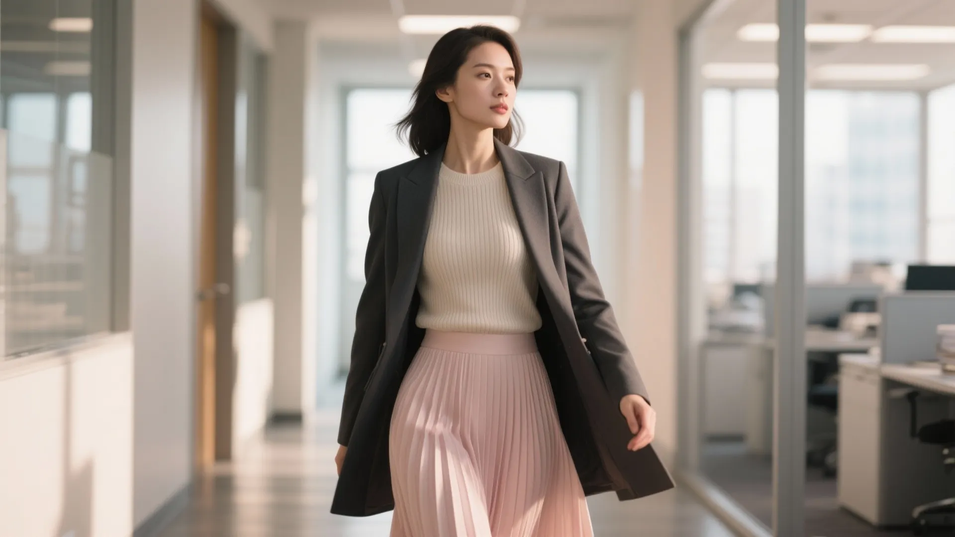 4. Soft Pretty with Structured Outerwear