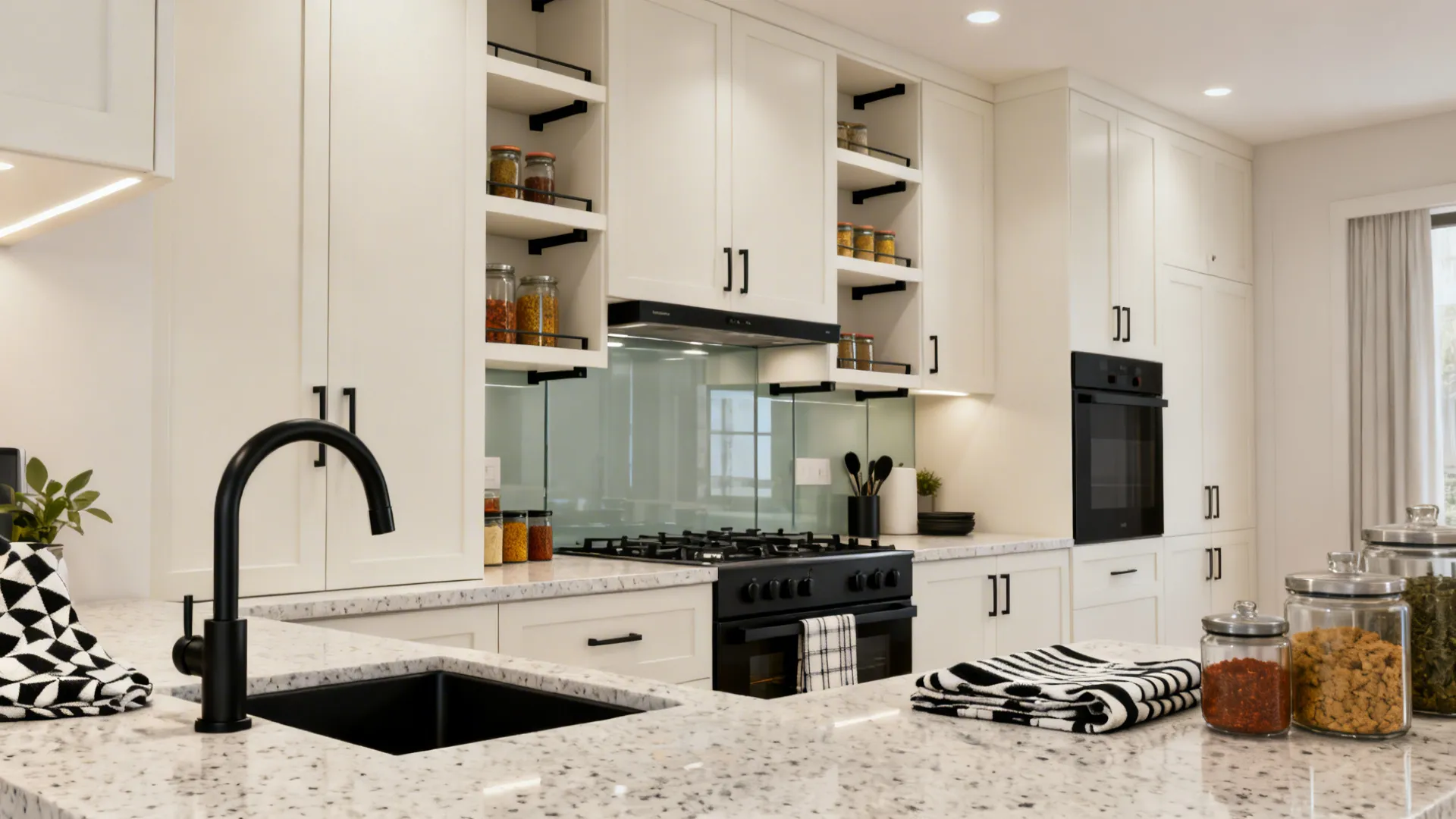 Monochrome Modern: Soft White + Matte Black Details