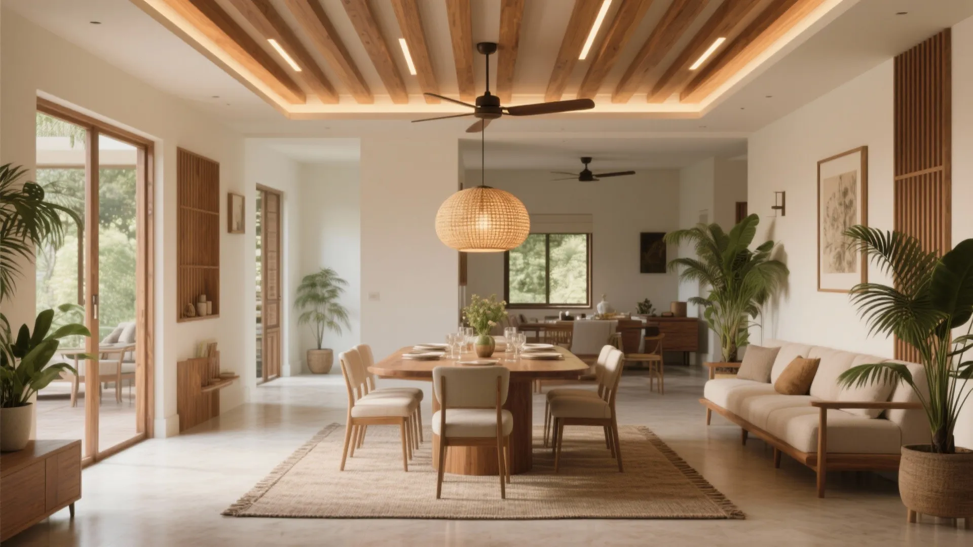 4) Soft Zoning: Ceiling, Rug, and Lighting