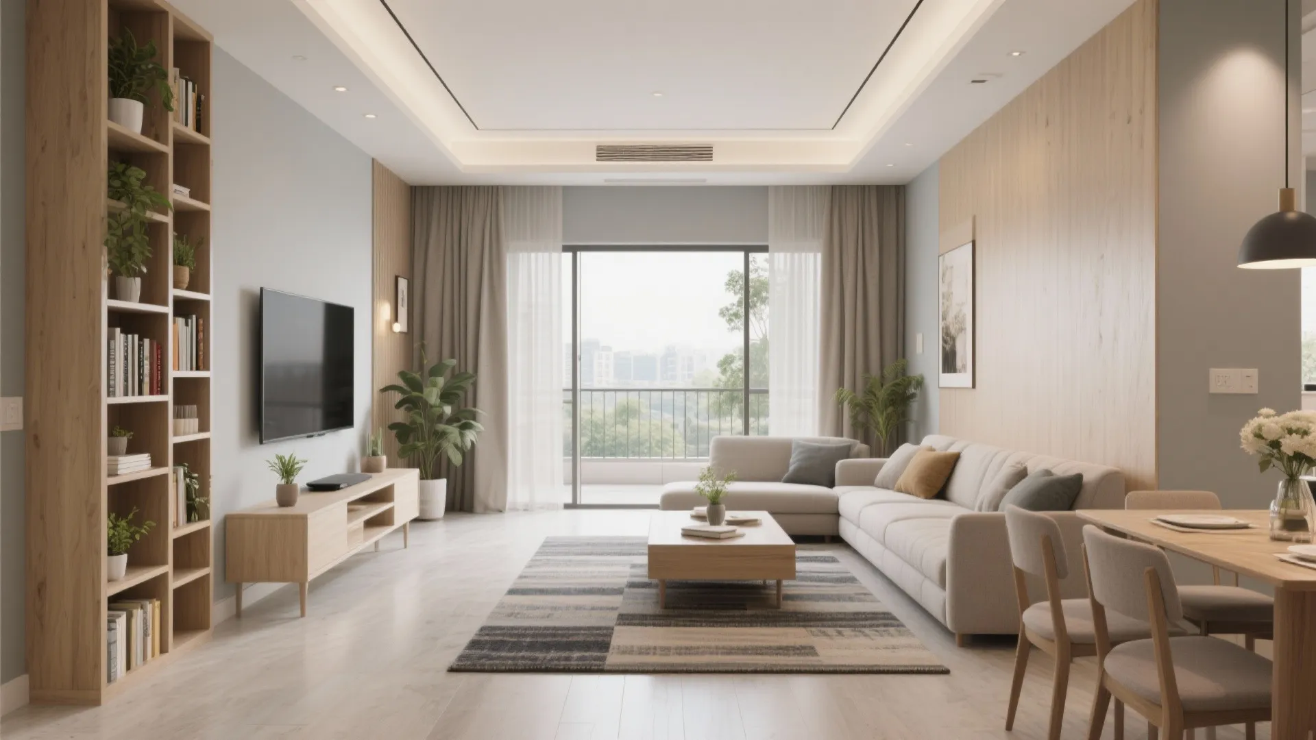 Flexible Living-Dining with Soft Zoning