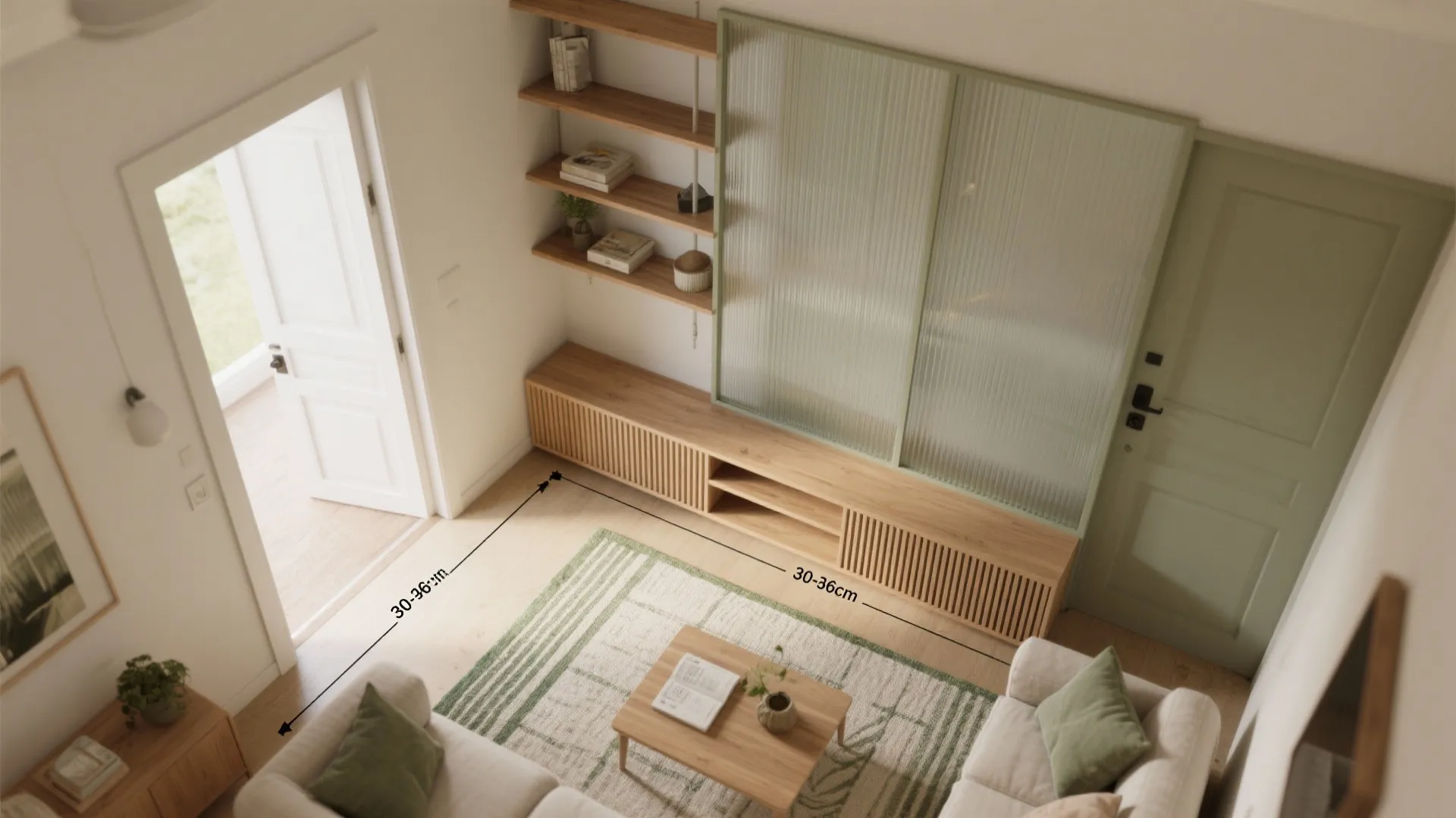 Soft Zoning with Rugs, Open Shelves, or Light Screens