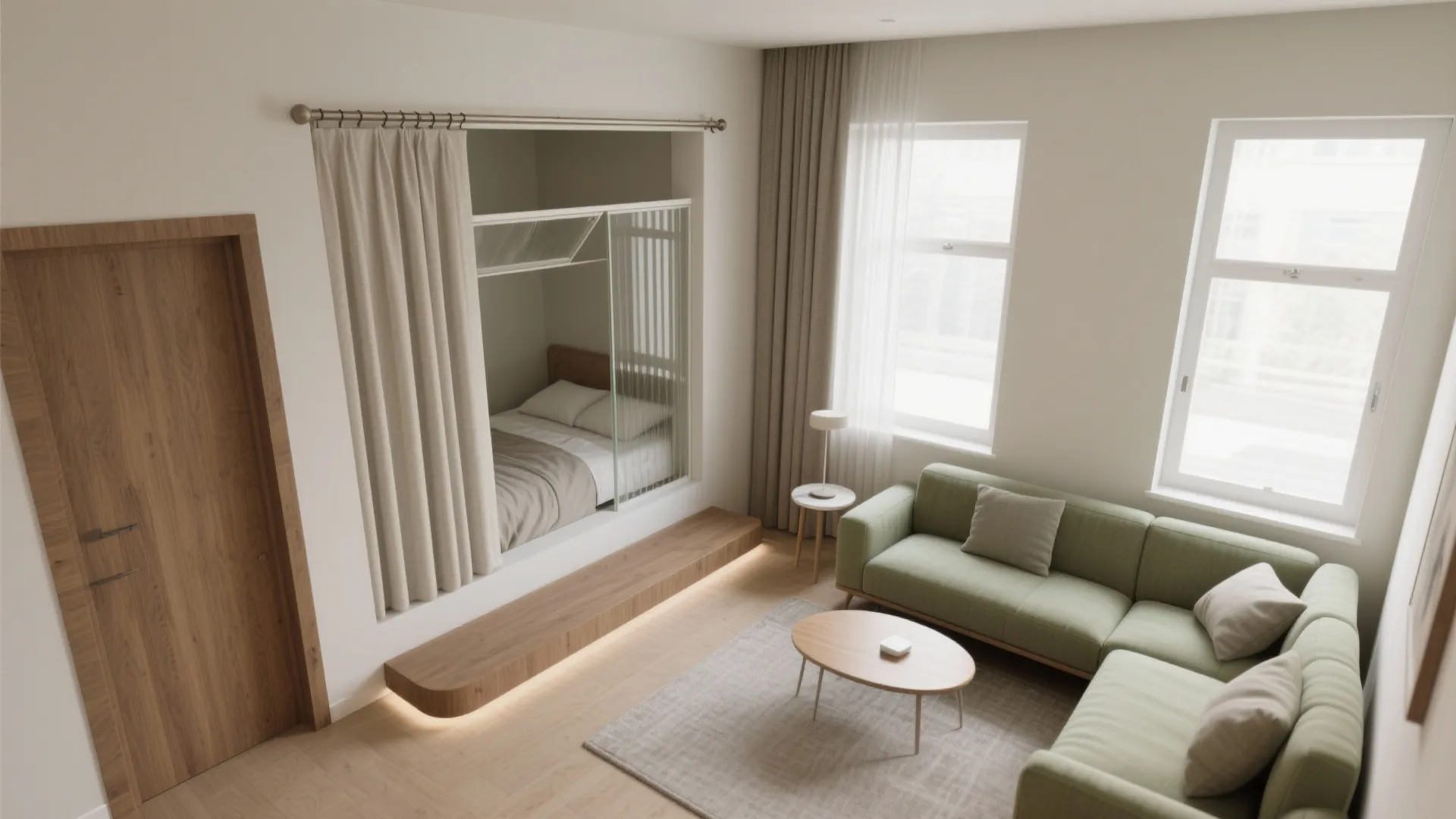 Soft Zoning: Curtains or Glass to Define a Sleep Niche