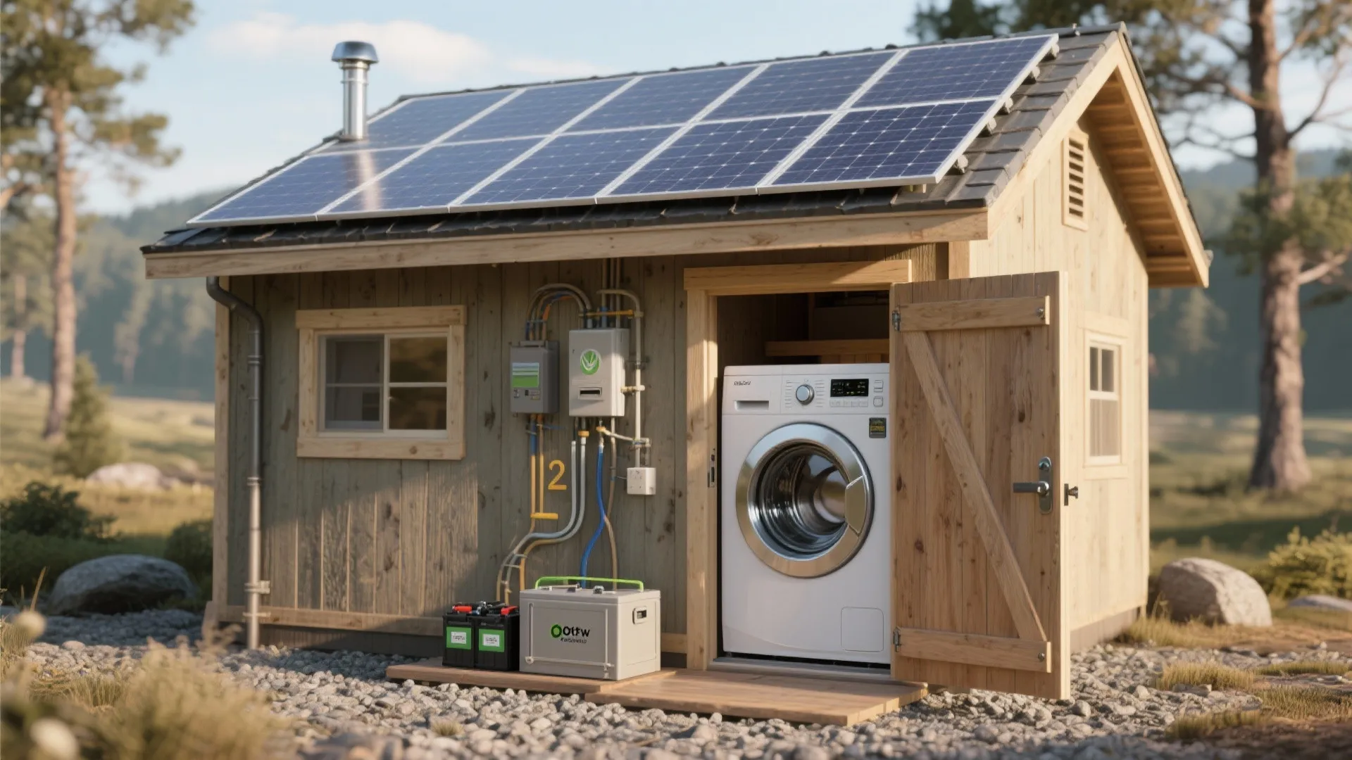 5. Solar-Powered Off-Grid Laundry Shed