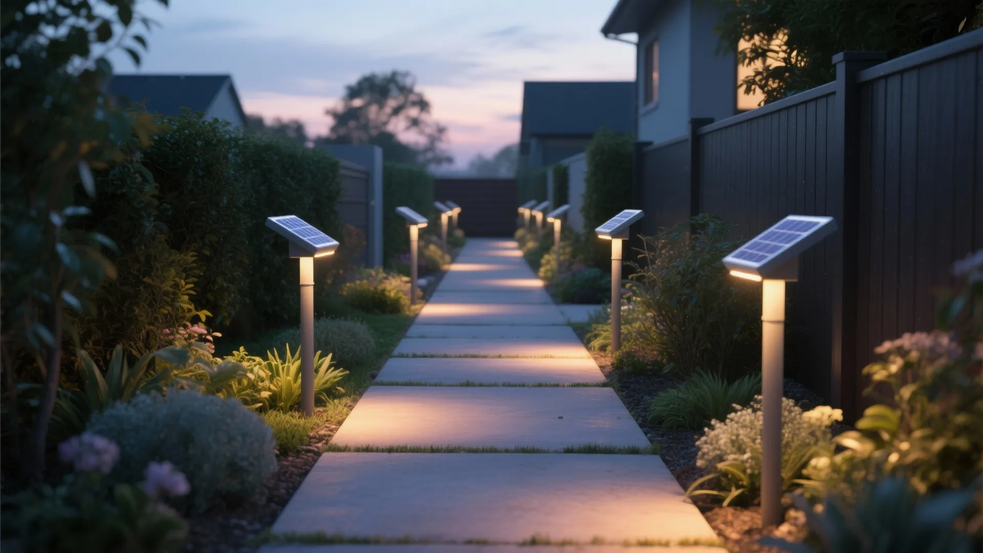 4. Integrate solar fixtures for borders and pathways