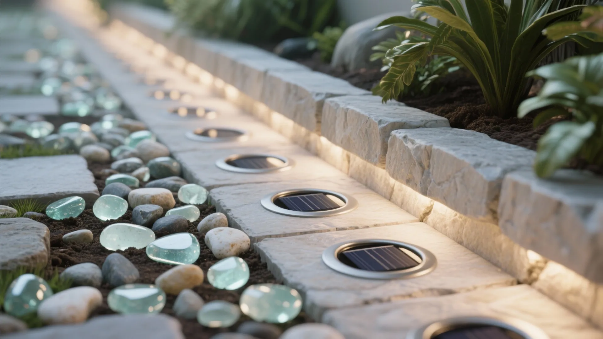 5. Solar Pathway Pebbles and Floor Washers