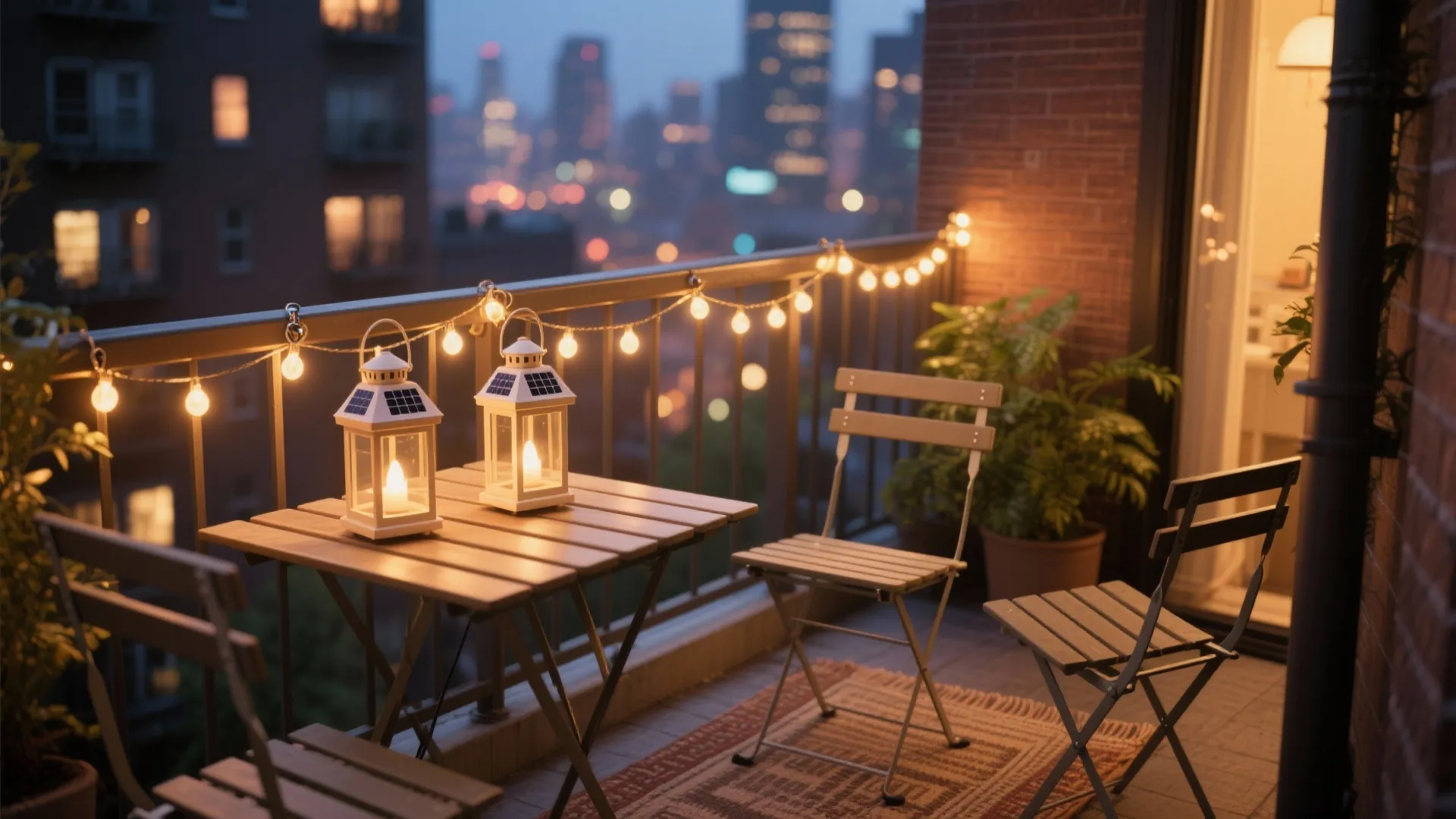 String Lights + Solar Lanterns for Atmosphere