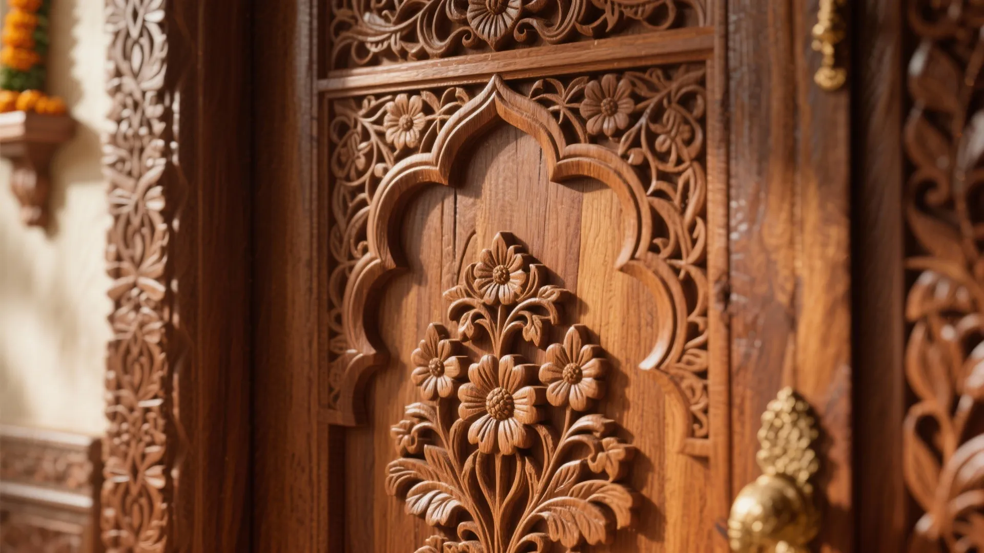 Solid Wood Carved Door