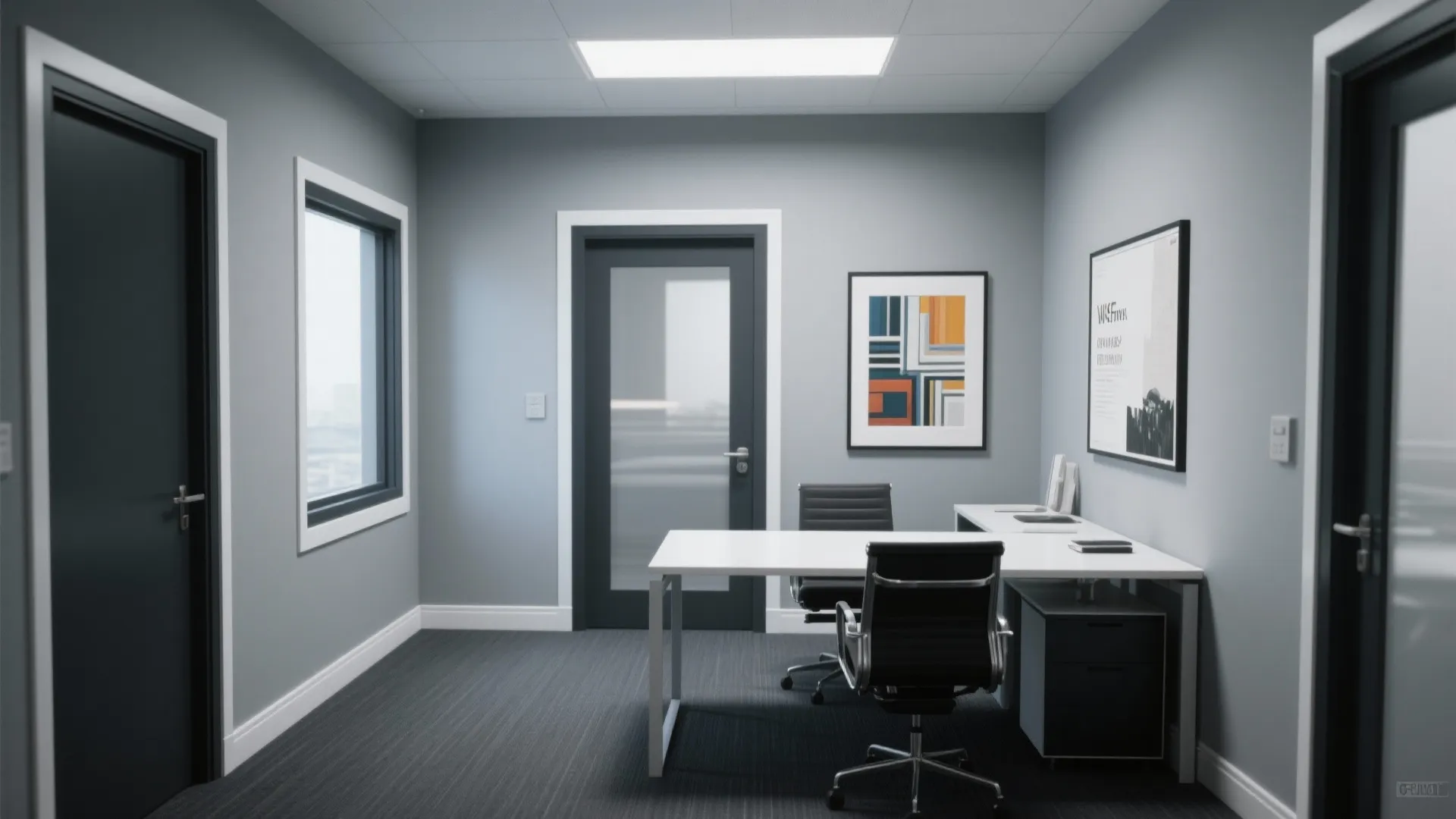 3. Sophisticated Greys + High-Contrast Trim