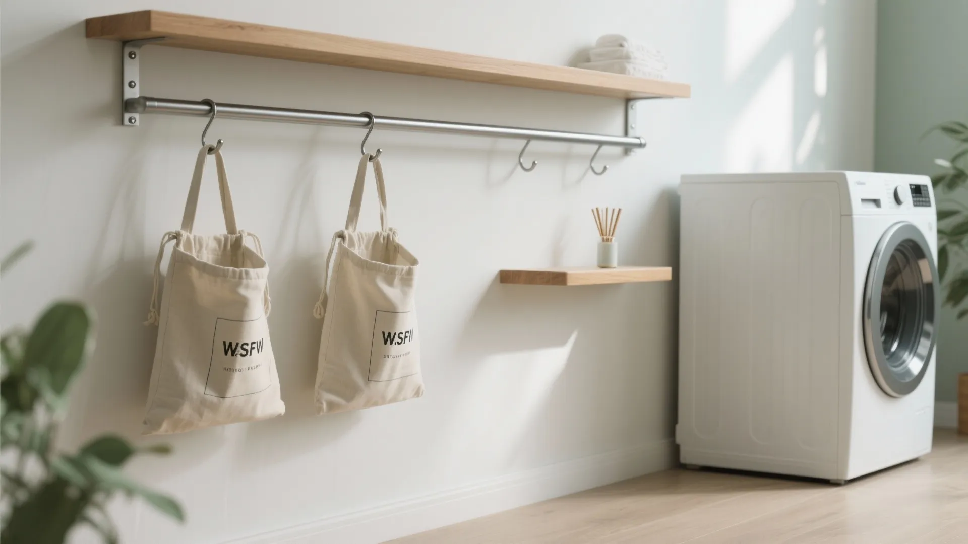 Idea 4: Slim Sorting Wall with Rails and Breathable Bags