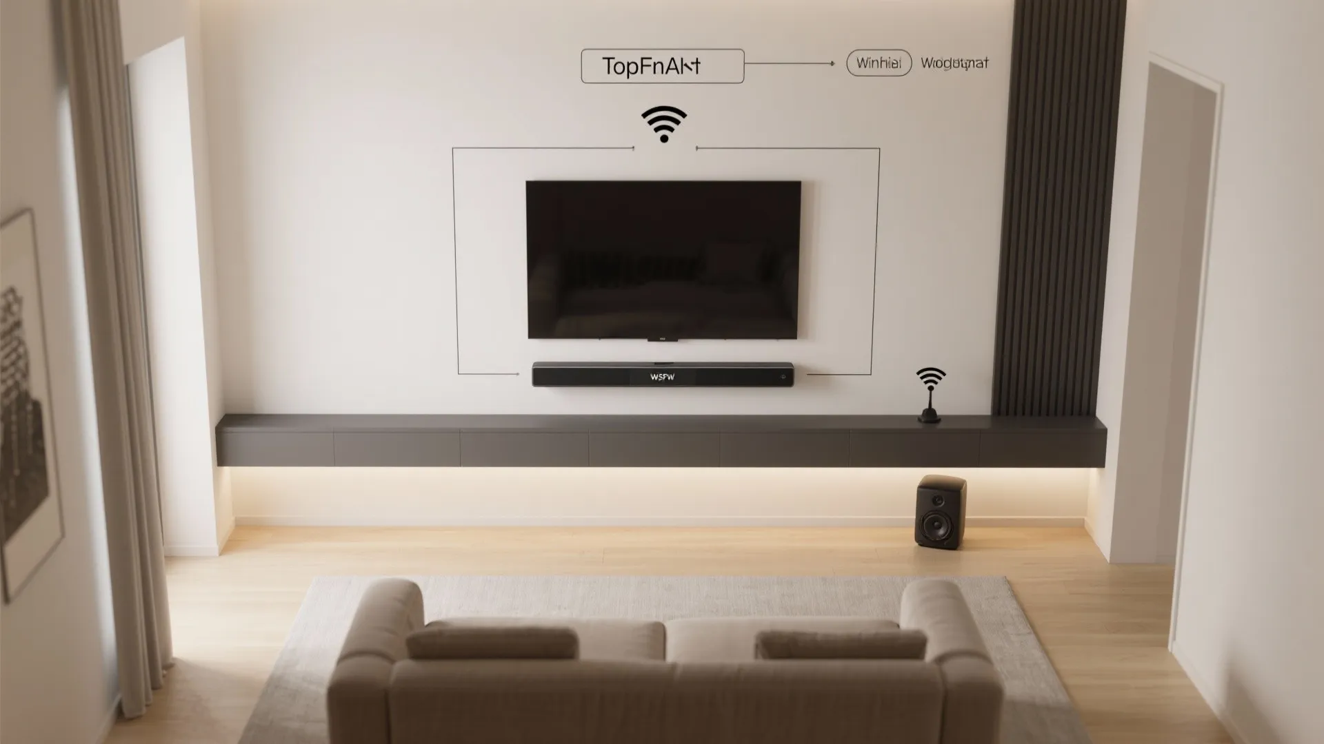 3) Slim soundbar + wireless sub for living/TV corners