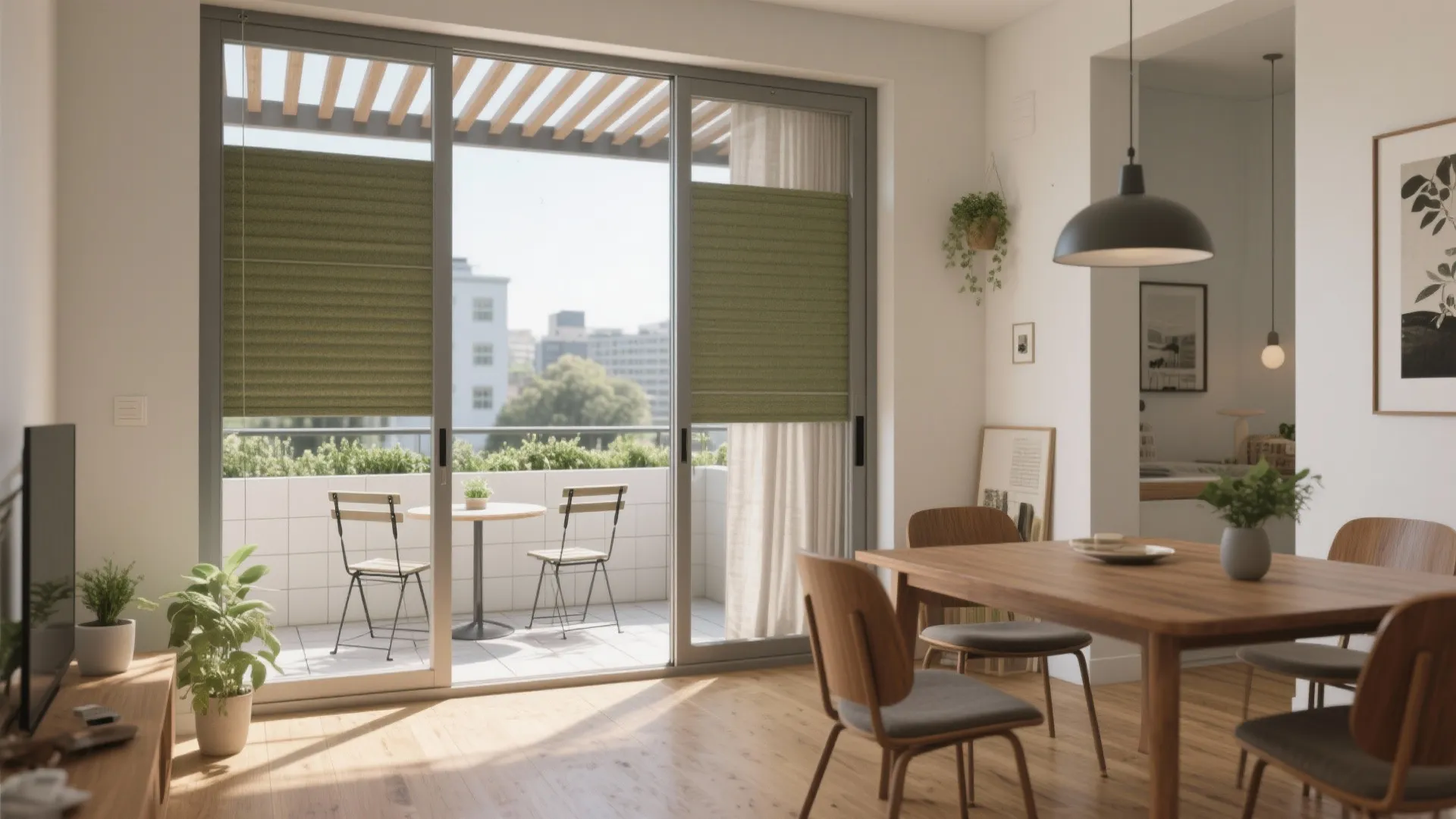 1) Open-plan living with a south-facing balcony